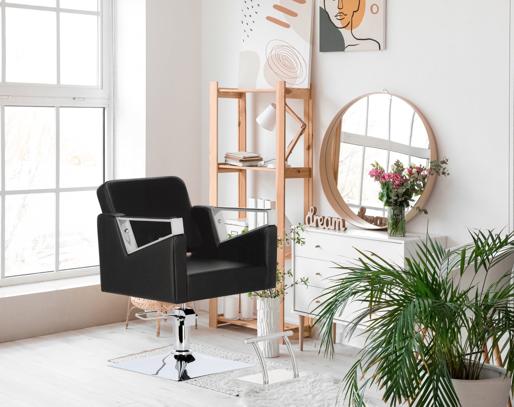 Kirpyklos kėdė Toma SILVER, su pakoju - juoda