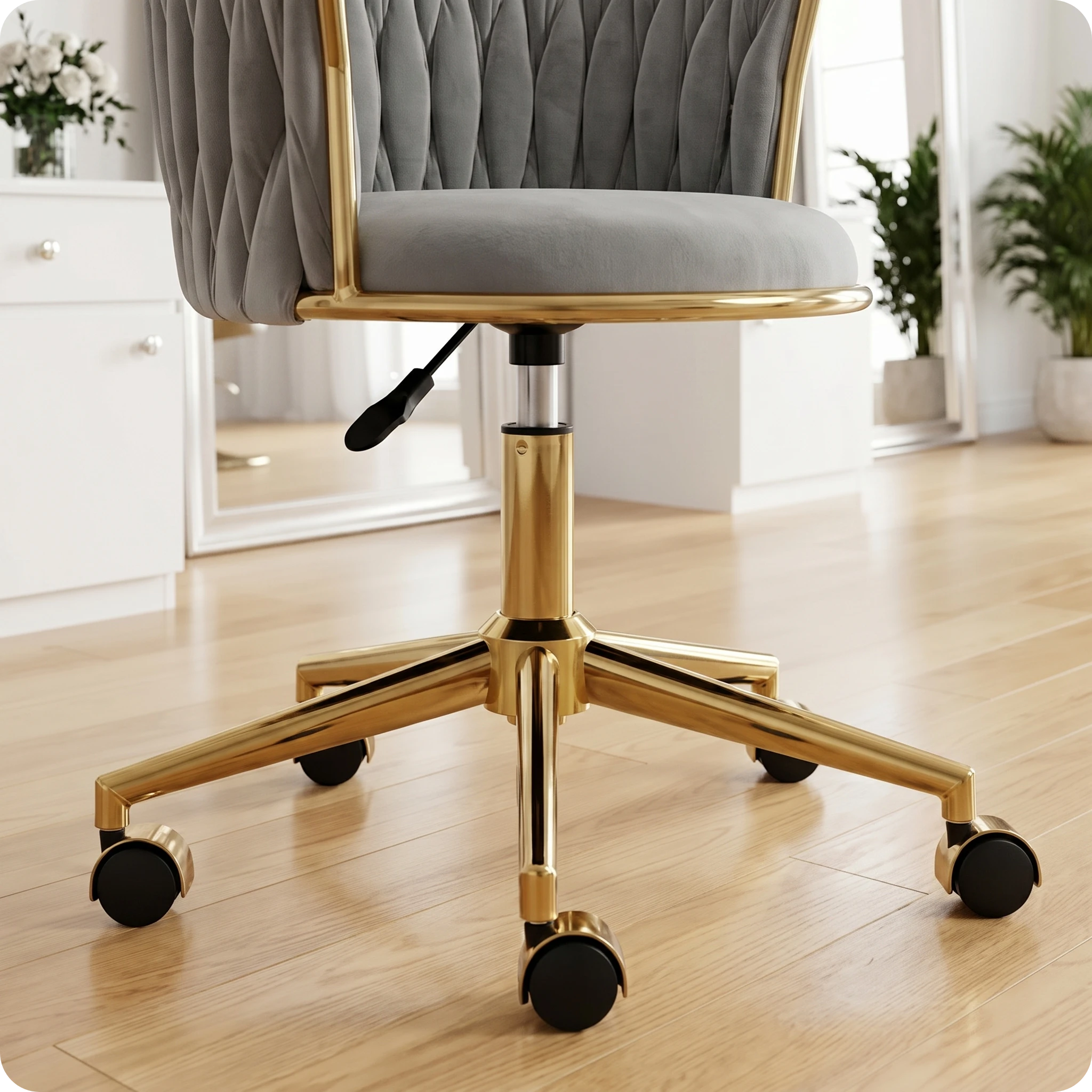 Meistro kėdė Velvet Gold su atlošu – pilka