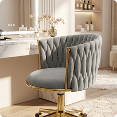 Meistro kėdė Velvet Gold su atlošu – pilka