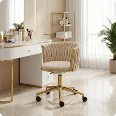 Meistro kėdė Velvet Gold su atlošu – smėlio spalvos