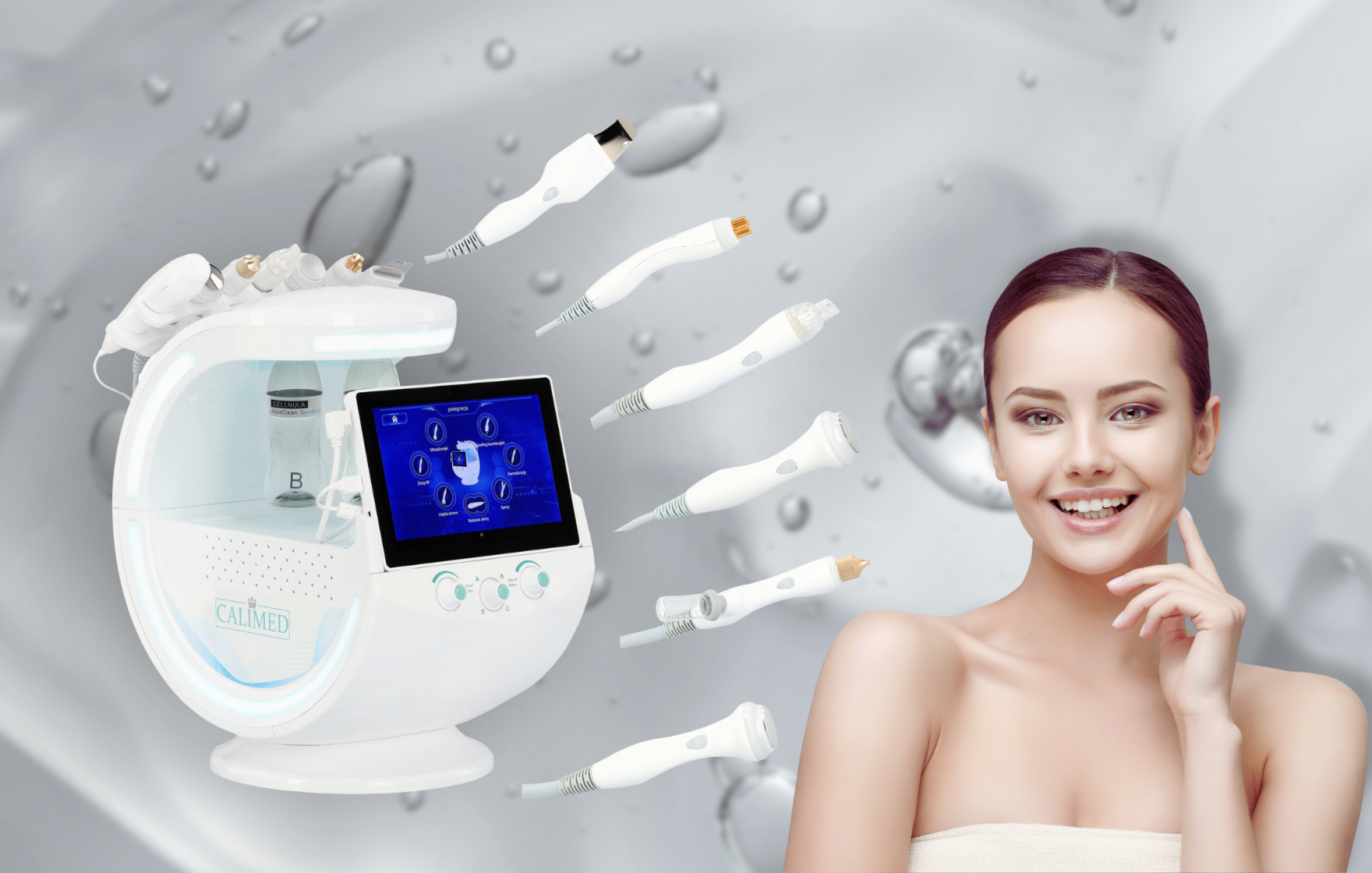 9-in-1 hidradermabrazijos kombainas su odos analizatoriumi ir kamera – profesionaliam odos gydymui