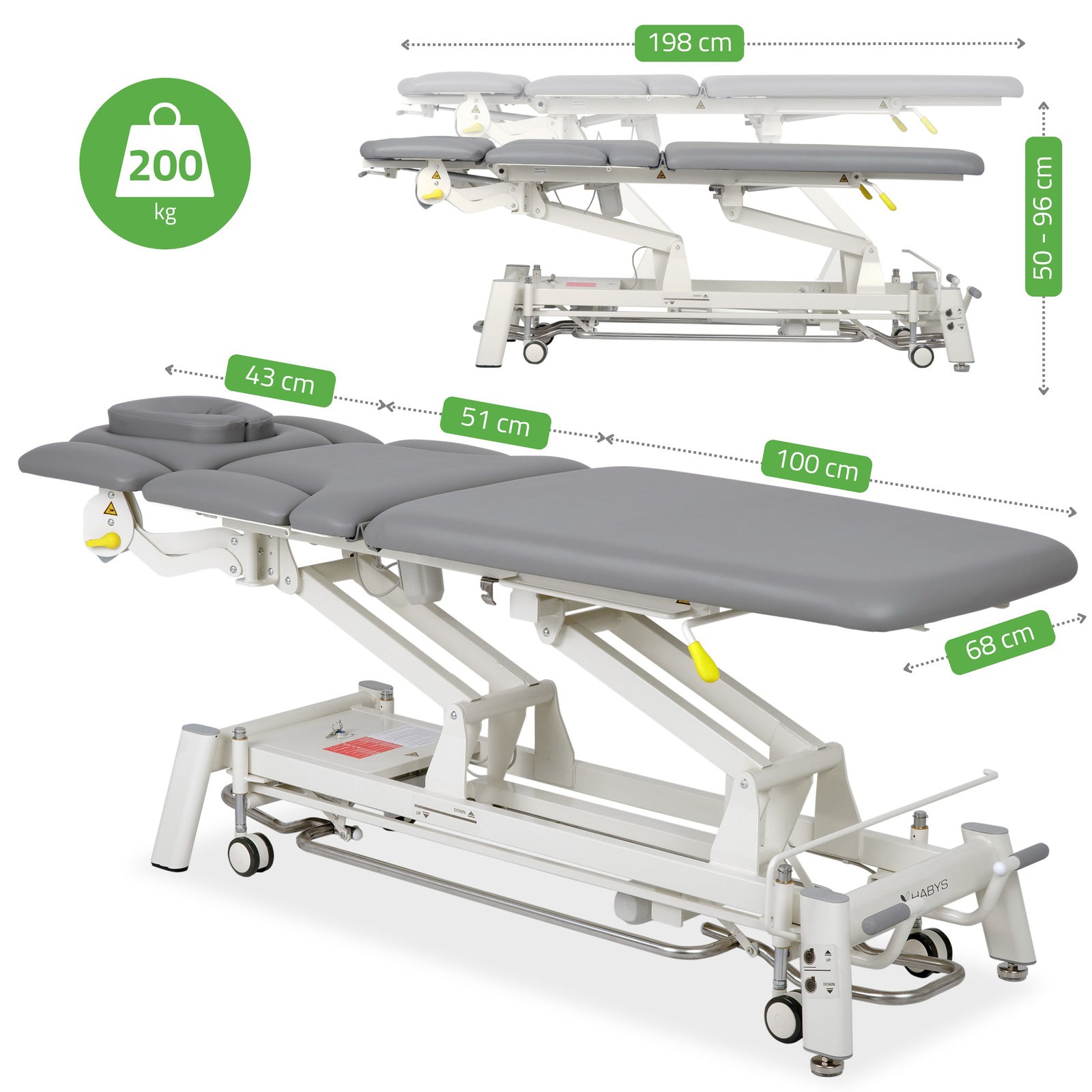 Elektrinis masažo ir kineziterapijos stalas PROXIMA X7 Touch Core – pilka spalva