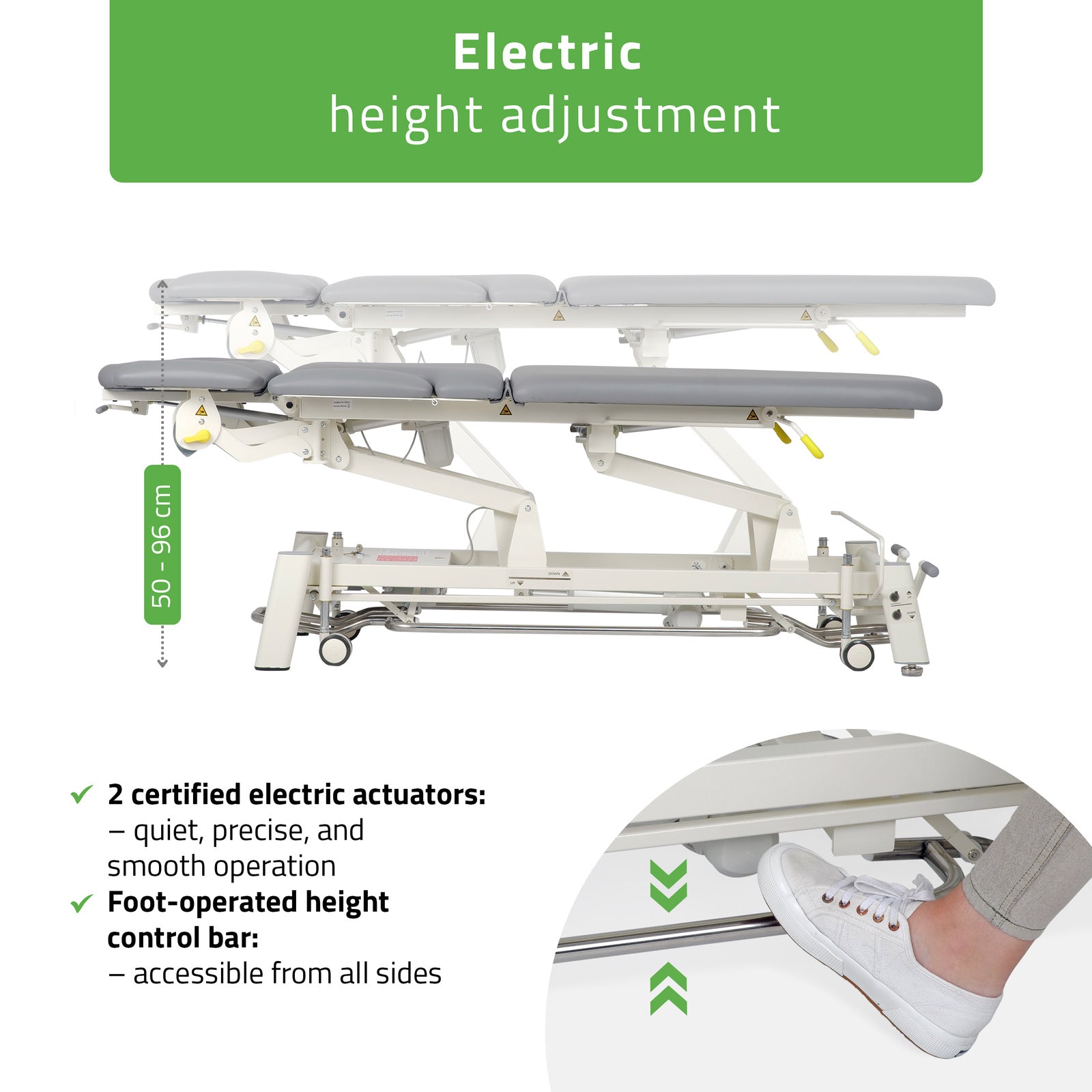 Elektrinis masažo ir kineziterapijos stalas PROXIMA X7 Touch Core – pilka spalva