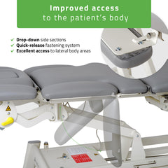 Elektrinis masažo ir kineziterapijos stalas PROXIMA X7 Touch Core – pilka spalva