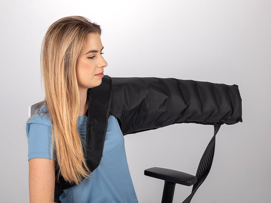 Limfodrenažiniai manžetai rankoms, pečiams ir krūtinei – 8 kamerų, universalus dydis, su oro žarnelėmis – Habys