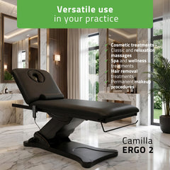 Camilla ERGO 2 elektrinis masažo ir procedūrų stalas su šildymu, Satin Comfort K715, juodas