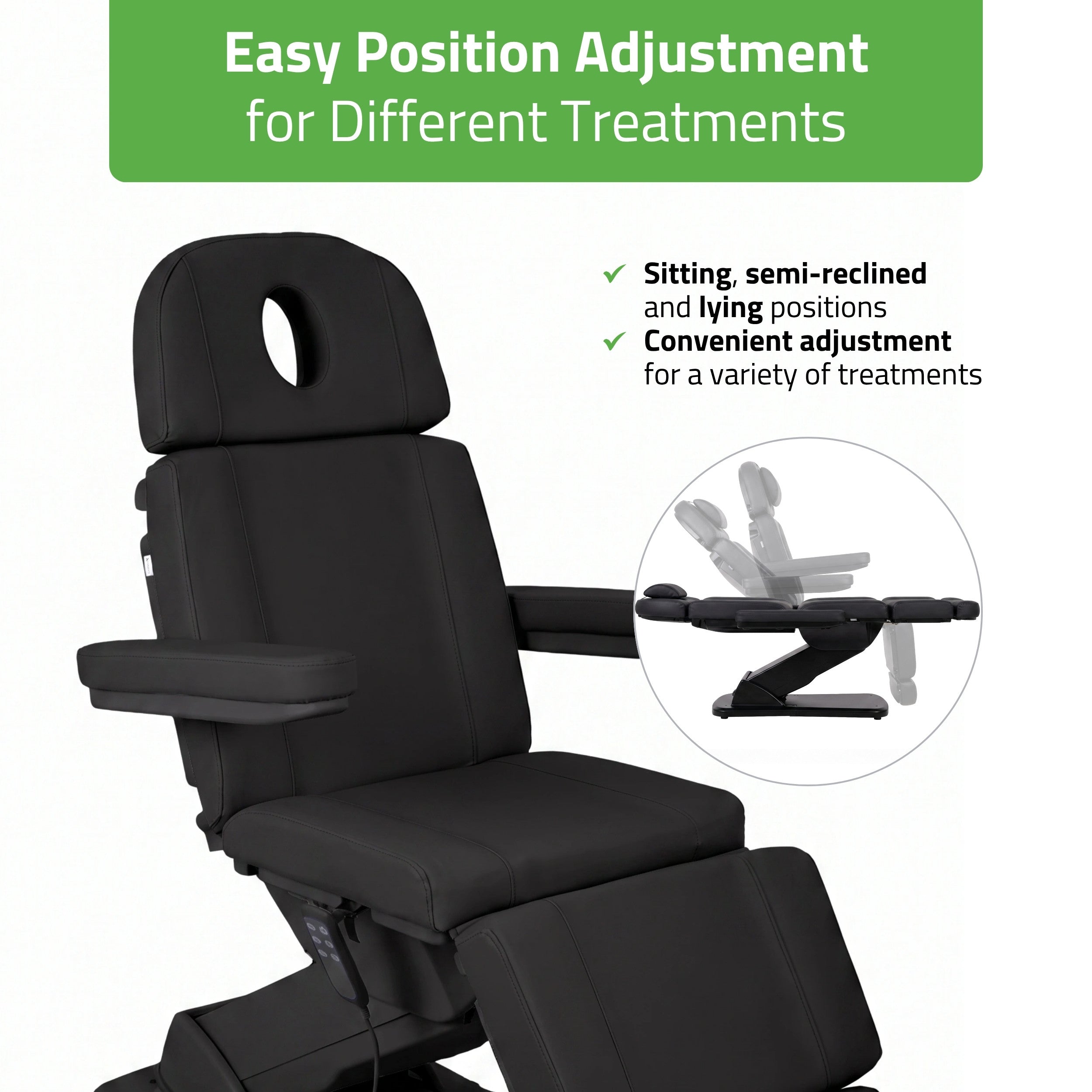 Tavia elektrinis kosmetologinis krėslas Satin Comfort K715, juodas