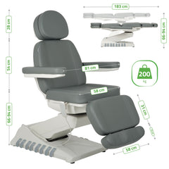 Elektrinis kosmetologinis gultas Luxoria PRO 5 K721 – pilkas (ash grey)