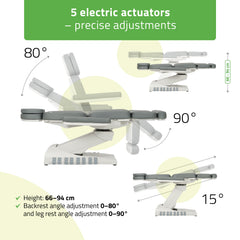 Elektrinis kosmetologinis gultas Luxoria PRO 5 K721 – pilkas (ash grey)