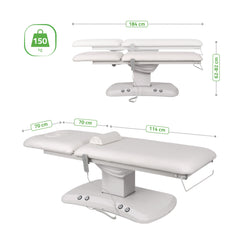 Elektrinis masažo stalas Habys Estella ERGO 2, k701, 2 varikliai, baltas