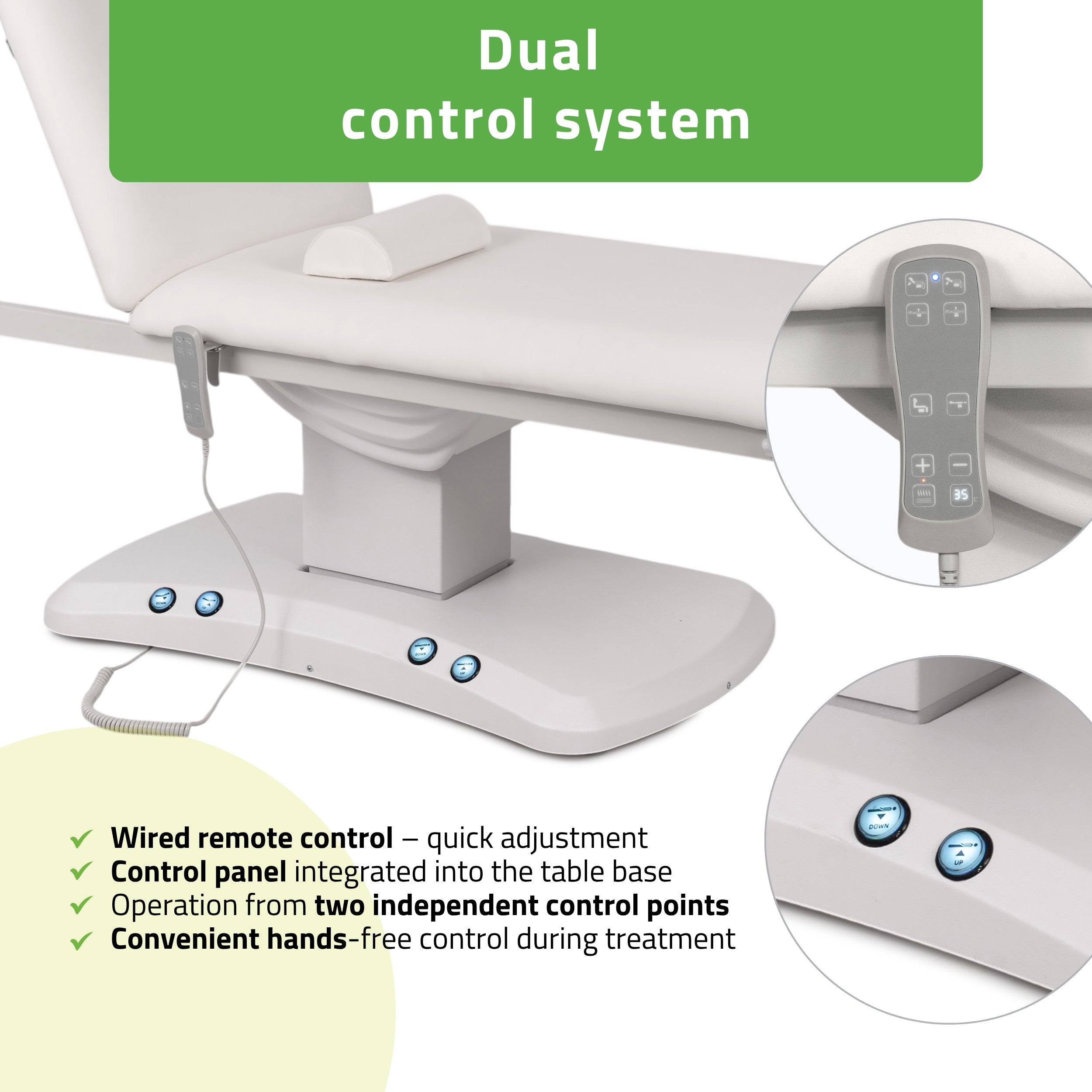 Elektrinis masažo stalas Habys Estella ERGO 2, k701, 2 varikliai, baltas