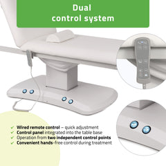 Elektrinis masažo stalas Habys Estella ERGO 2, k701, 2 varikliai, baltas