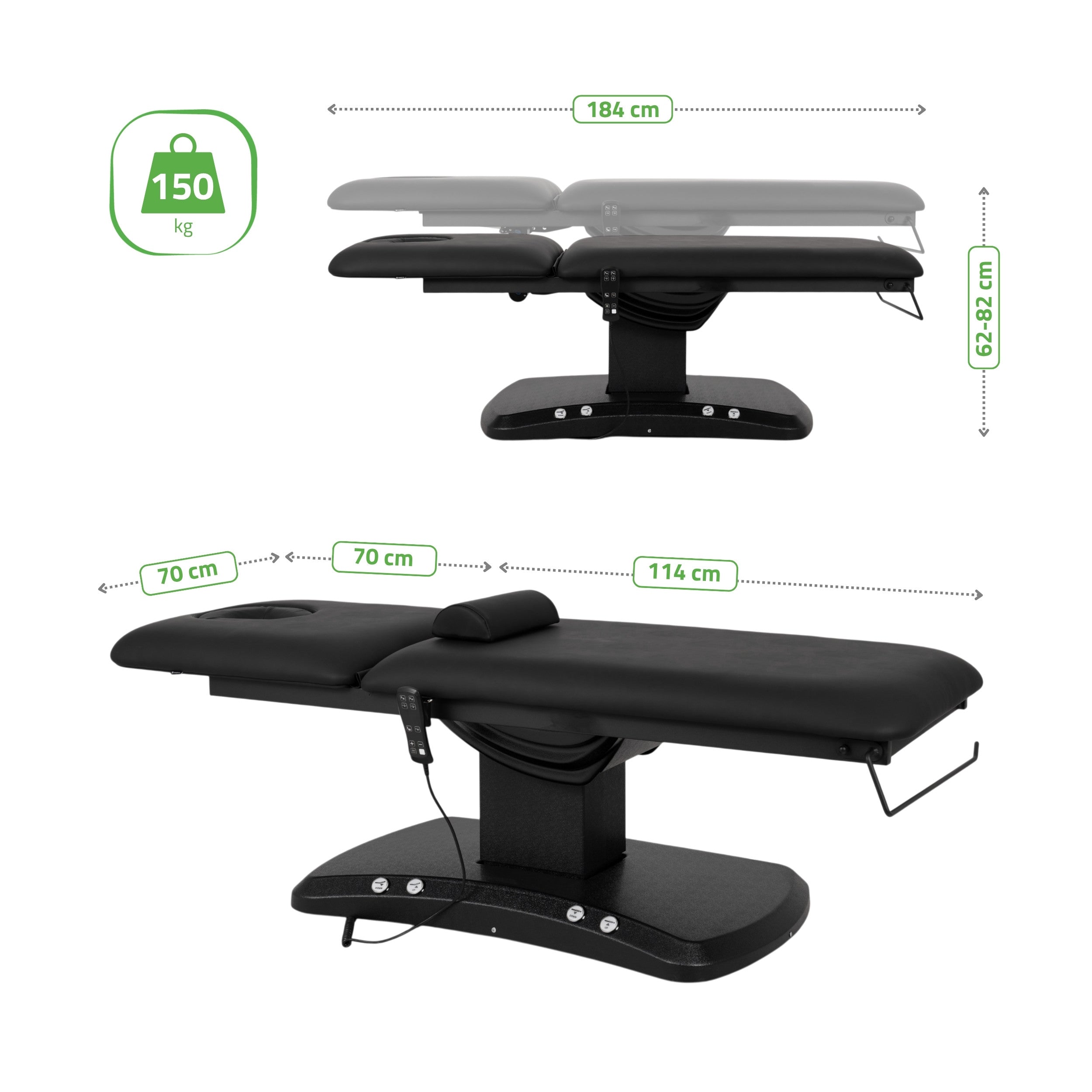 Elektrinis masažo stalas Habys Estella ERGO 2, k715, 2 varikliai, juodas