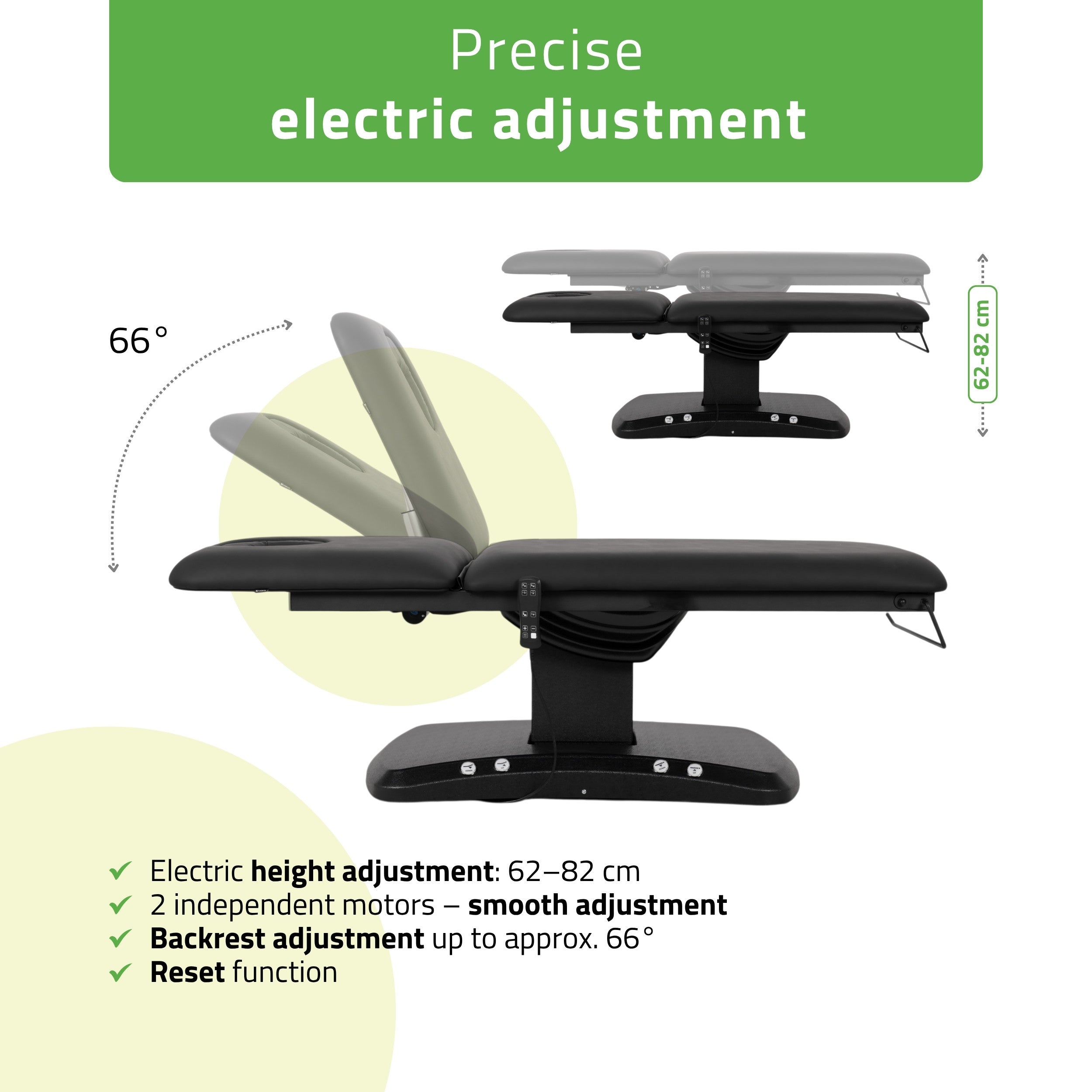 Elektrinis masažo stalas Habys Estella ERGO 2, k715, 2 varikliai, juodas
