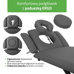 -4-Evero Cross X4 ERGO therapy table, electric height adjustment with hand remote control, ERGO cushion, Touch Core k322 gray-4