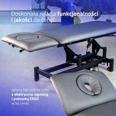 Masažo stalas Fortis 2 ERGO su elektriniu aukščio reguliavimu – pilkas