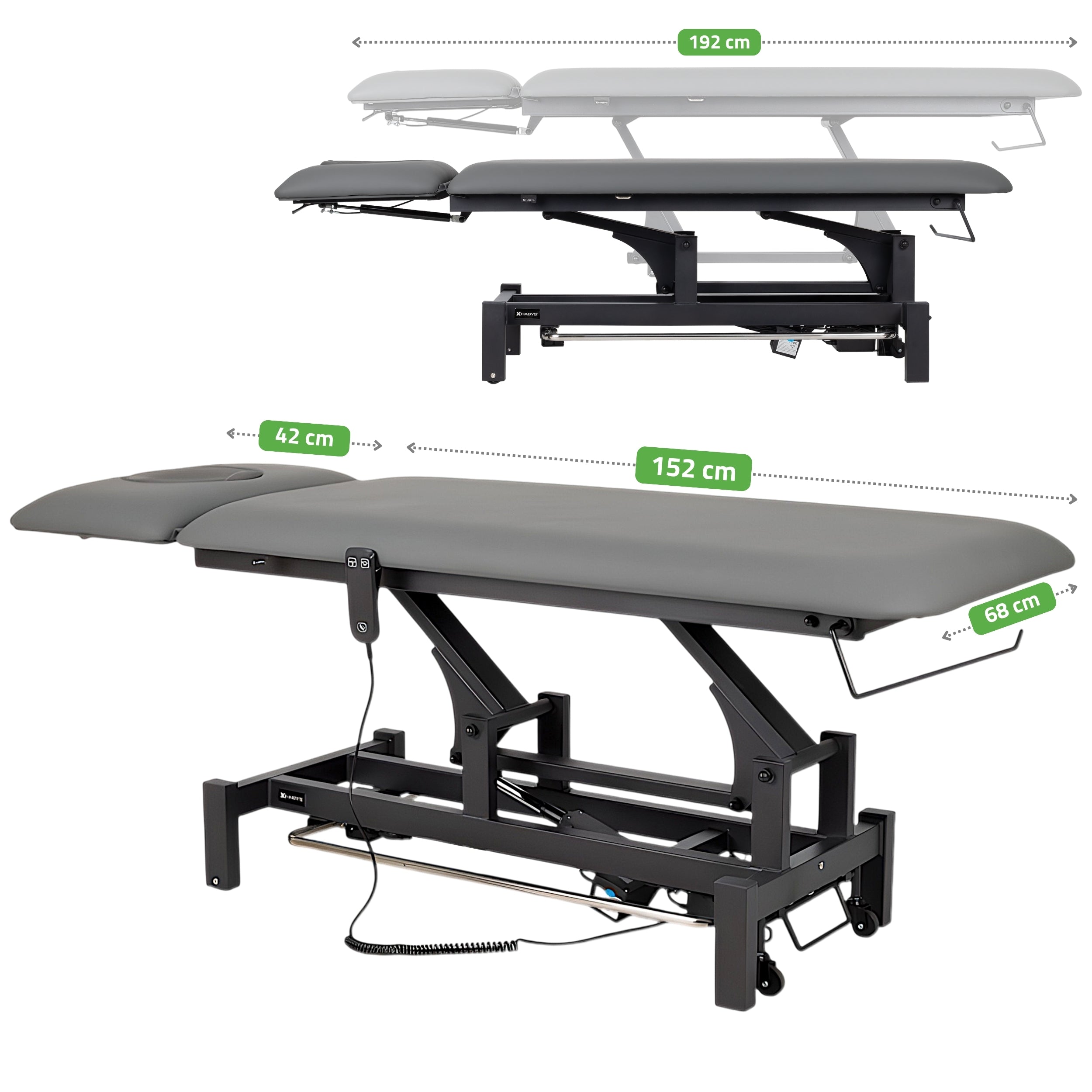 Elektrinis masažo / reabilitacijos stalas Fortis 2 ERGO – Habys, pilkas (k722)