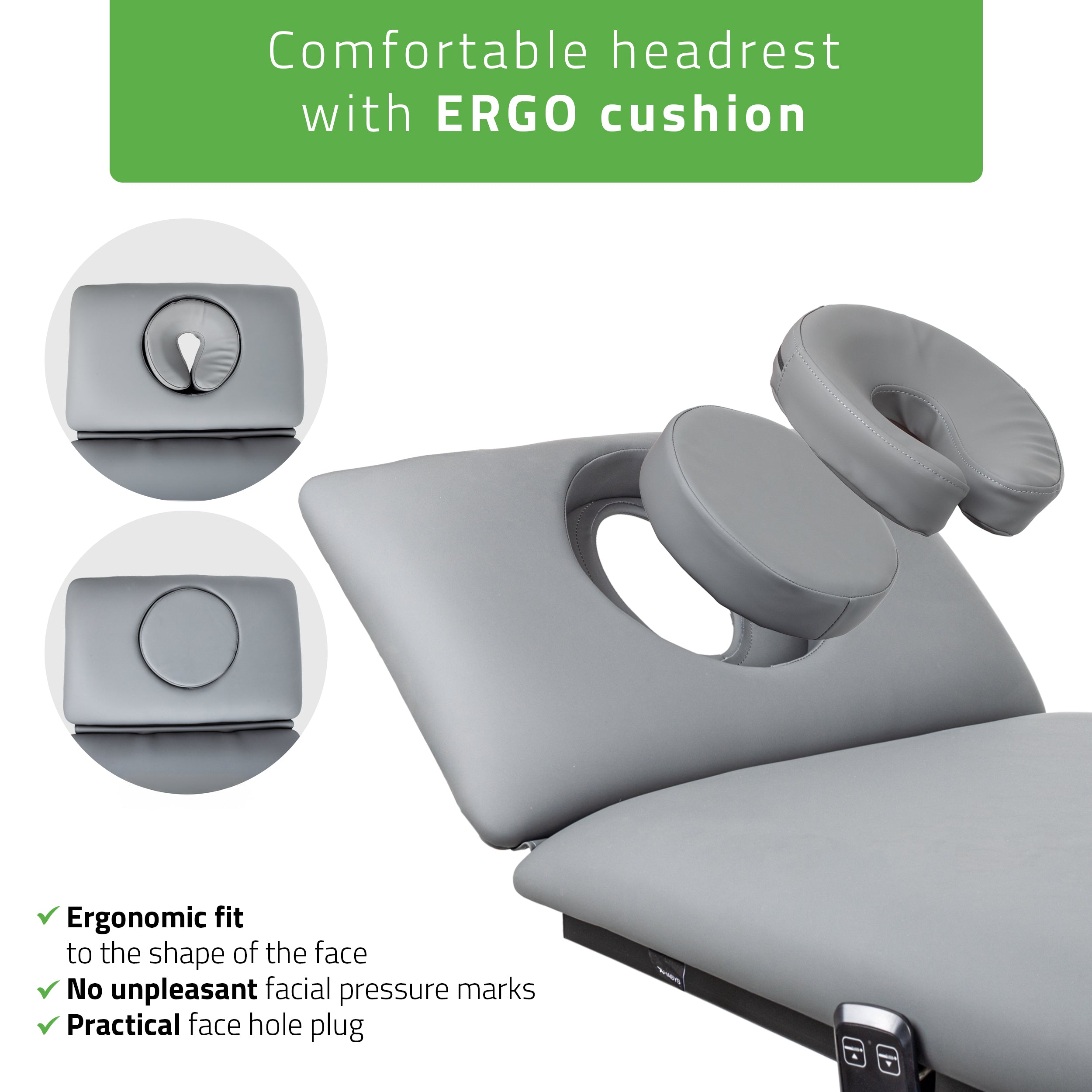 Elektrinis masažo / reabilitacijos stalas Fortis 2 ERGO – Habys, pilkas (k722)