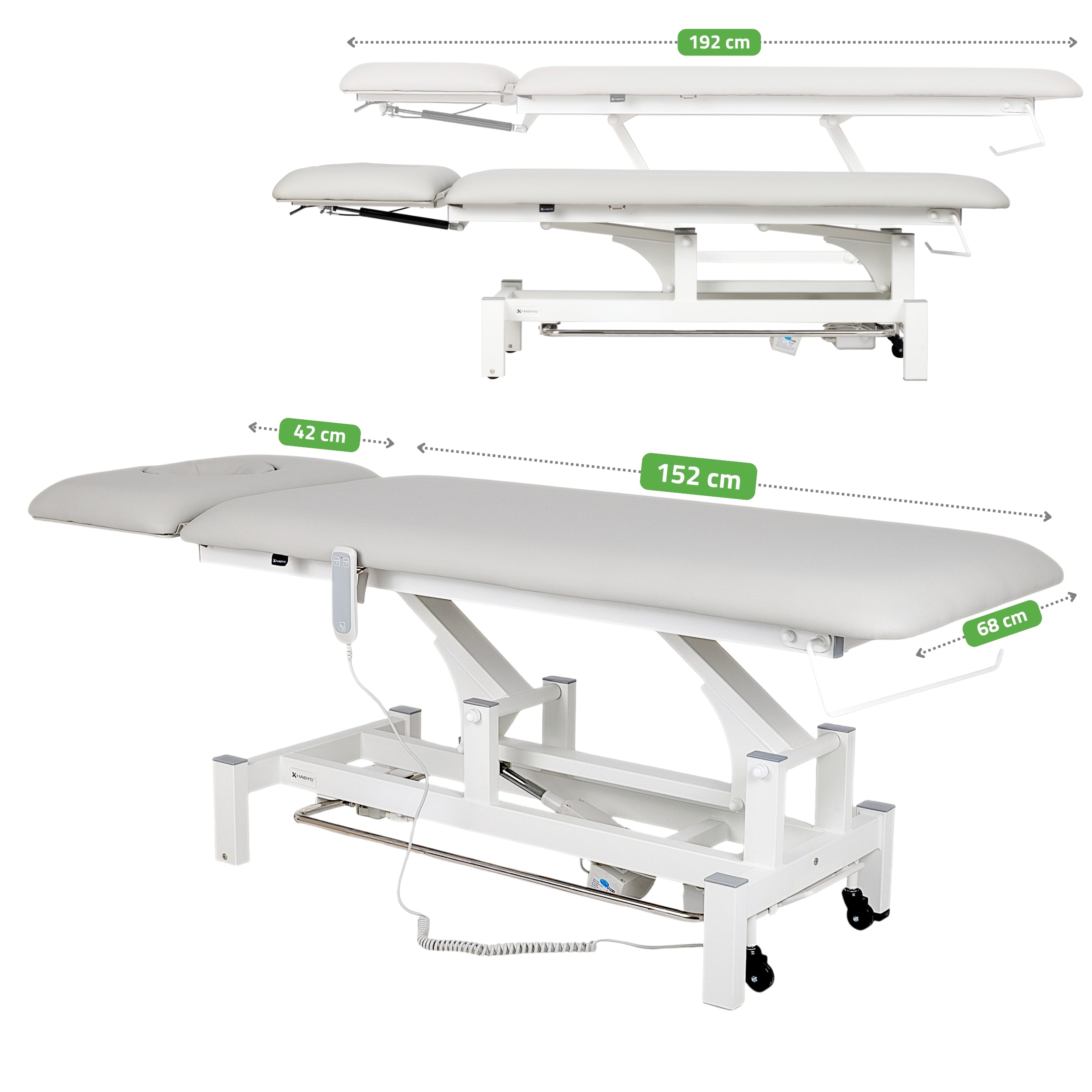 Elektrinis masažo / reabilitacijos stalas Fortis 2 ERGO – Habys, šviesiai pilkas