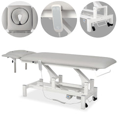 --Fortis 4 ERGO treatment table, electric height adjustment with hand remote control, ERGO cushion, k729 light gray-