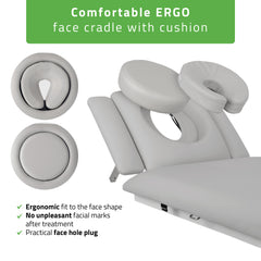 -2-Fortis 4 ERGO treatment table, electric height adjustment with hand remote control, ERGO cushion, k729 light gray-2