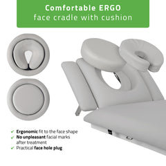 -4-Fortis 5 ERGO treatment table, electric height adjustment with hand remote control, ERGO cushion, k729 light gray-4