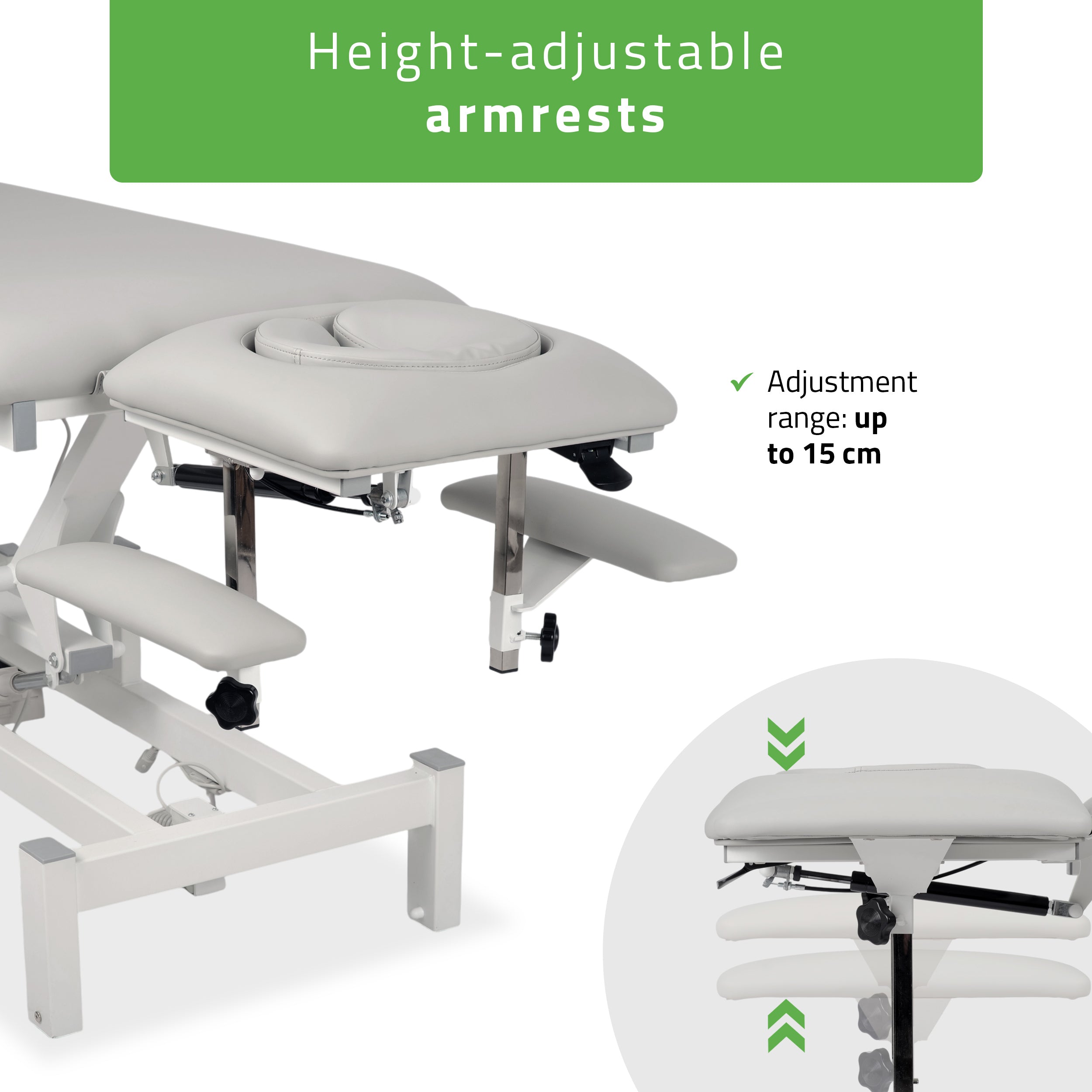 -8-Fortis 5 ERGO treatment table, electric height adjustment with hand remote control, ERGO cushion, k729 light gray-8
