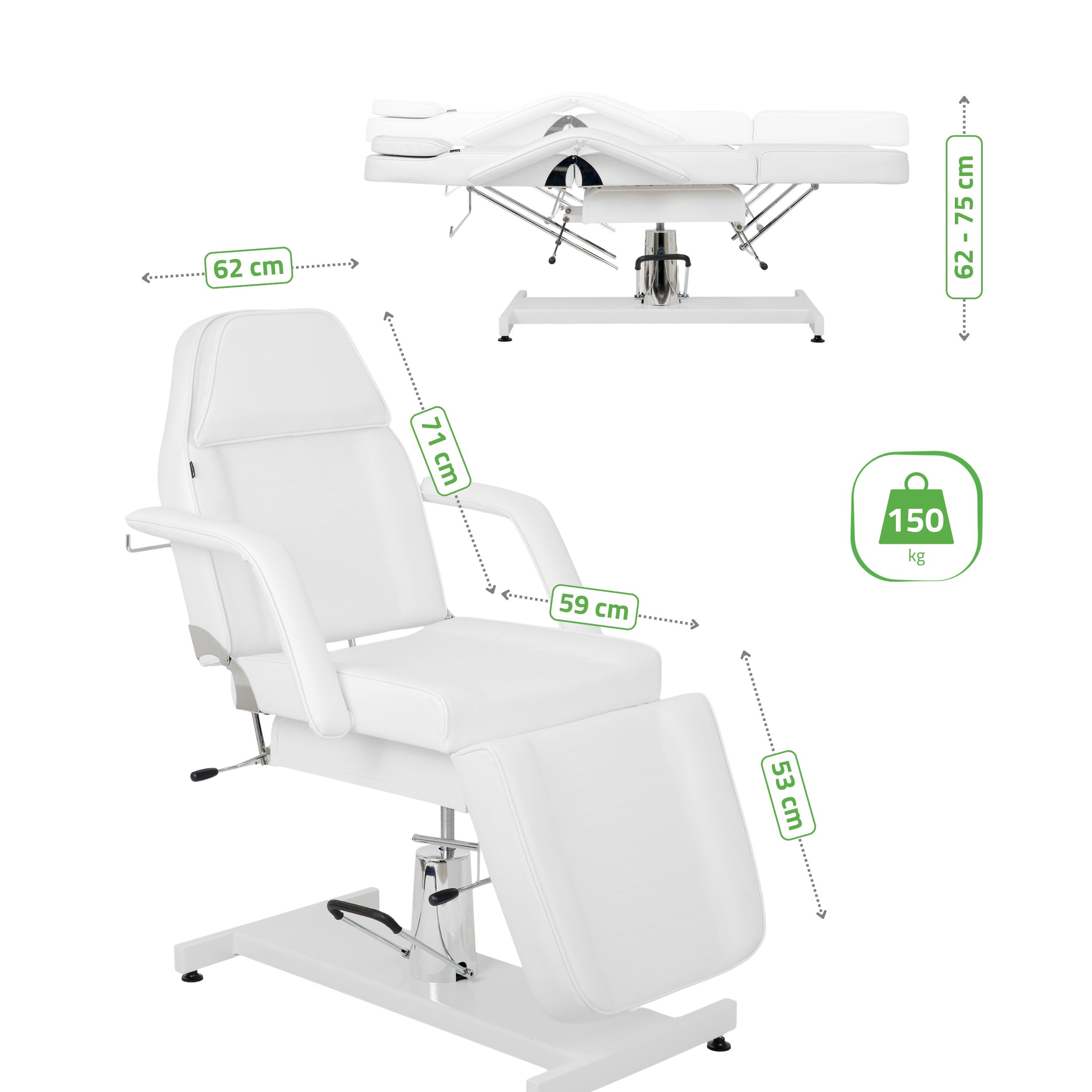 Alora hidraulinis kosmetologinis krėslas Touch Core K301, baltas