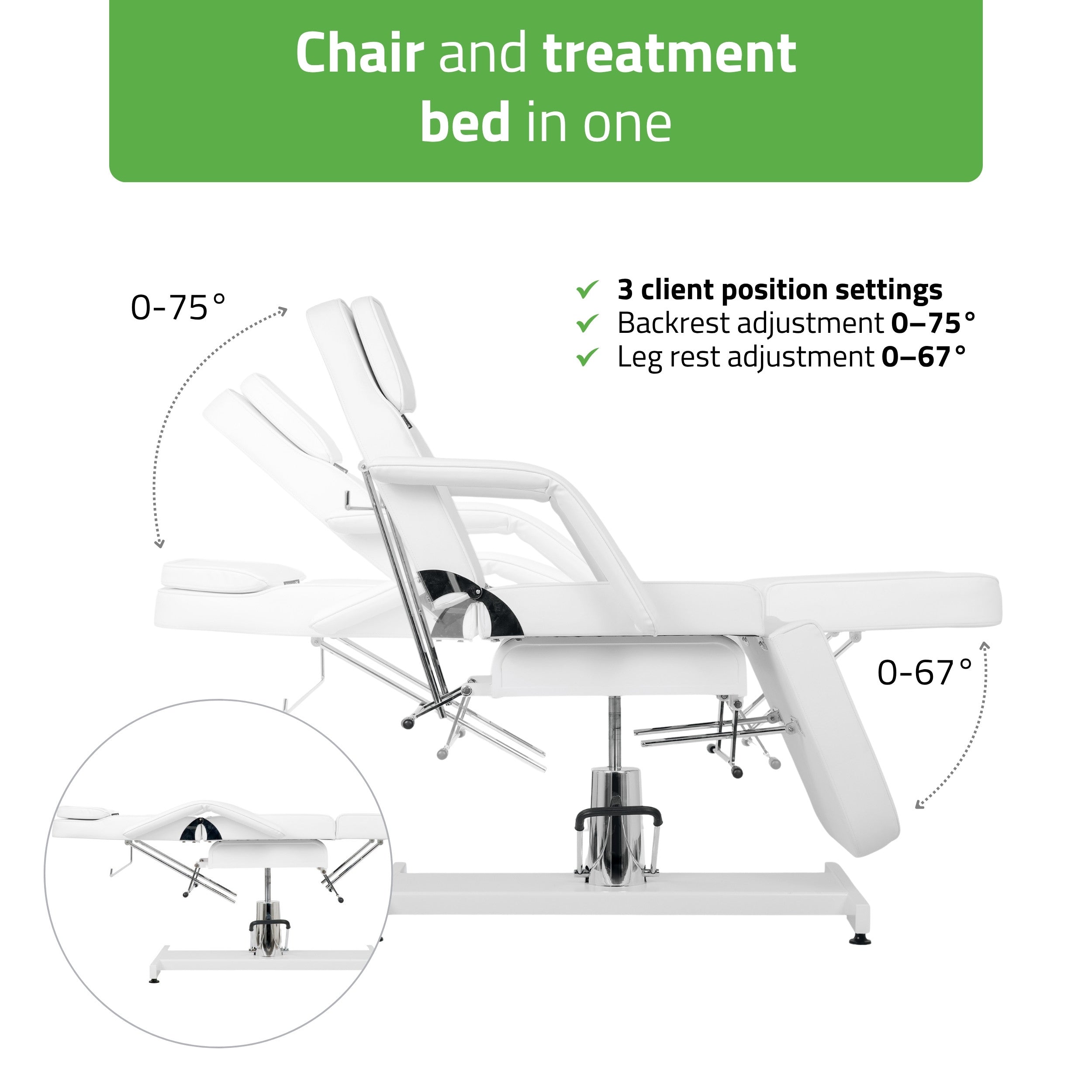 Alora hidraulinis kosmetologinis krėslas Touch Core K301, baltas