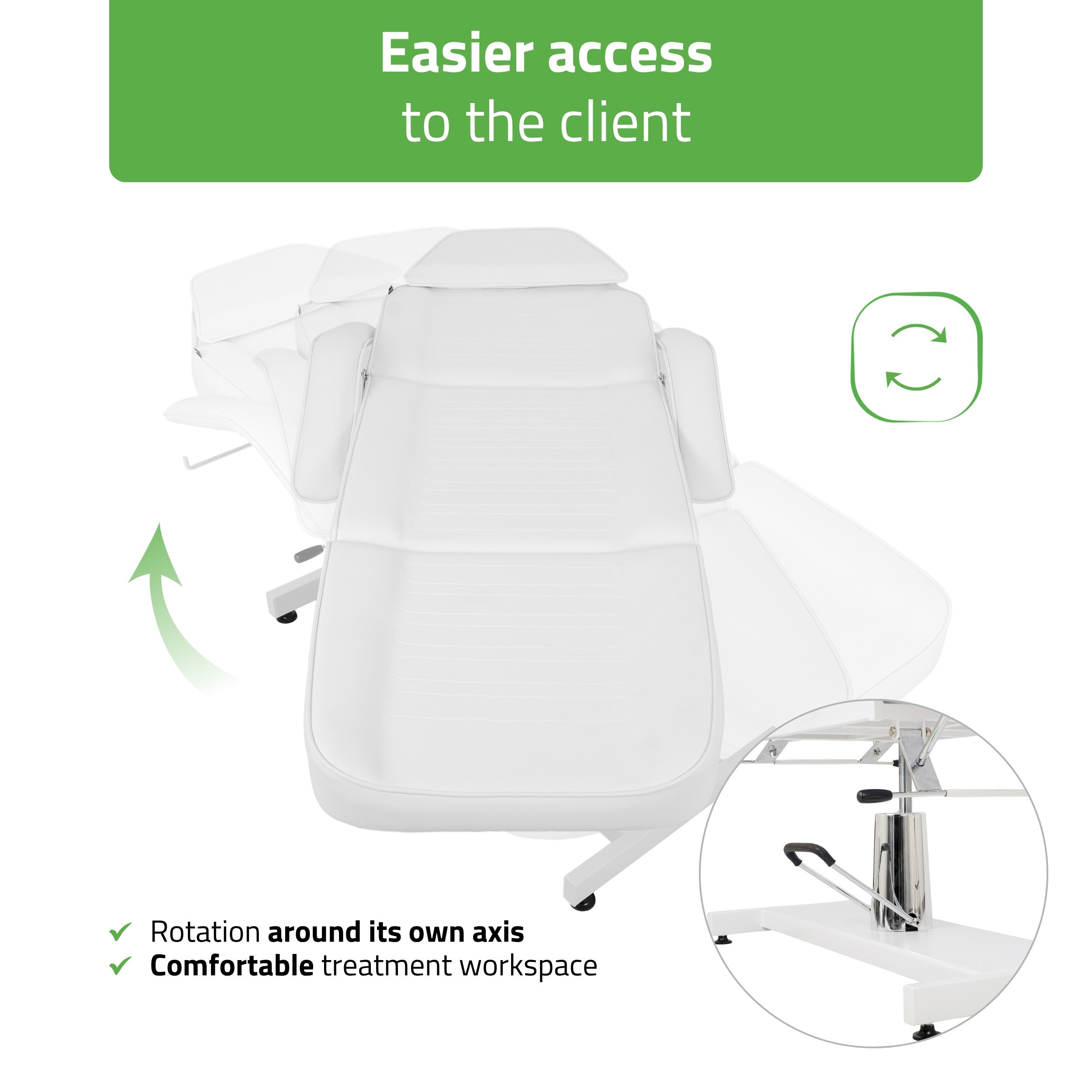 Alora hidraulinis kosmetologinis krėslas Touch Core K301, baltas