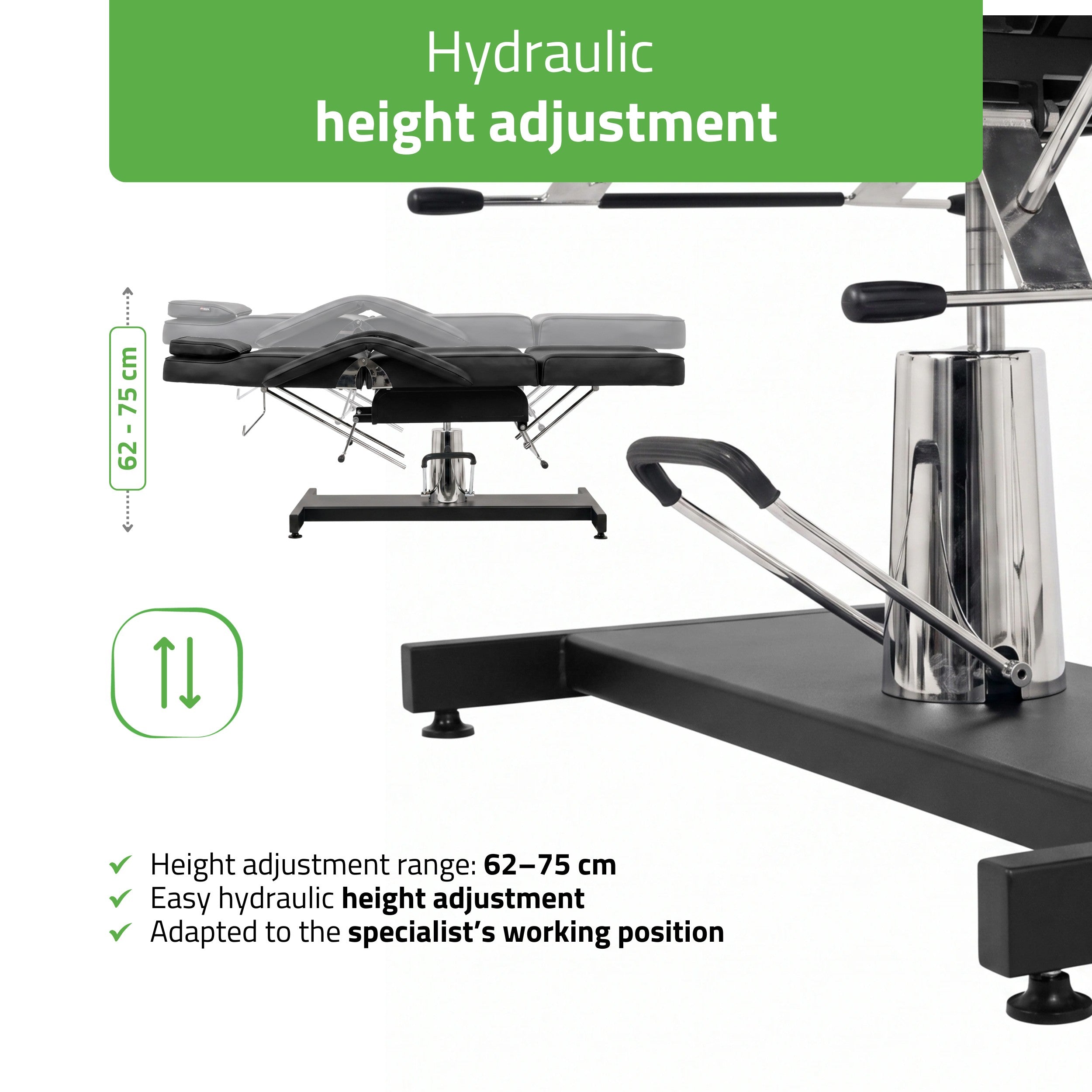 Alora hidraulinis kosmetologinis krėslas Touch Core K315, juodas