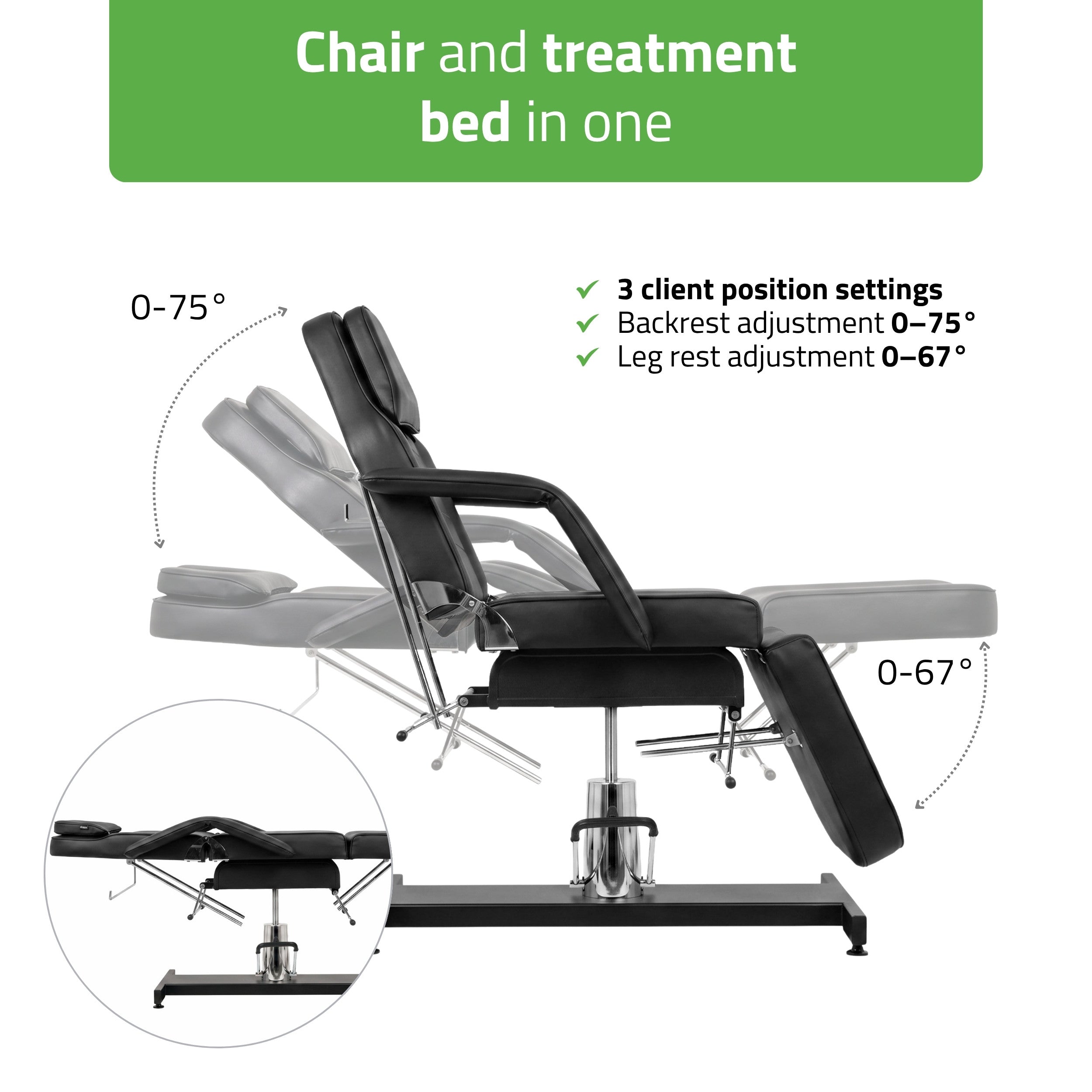 Alora hidraulinis kosmetologinis krėslas Touch Core K315, juodas