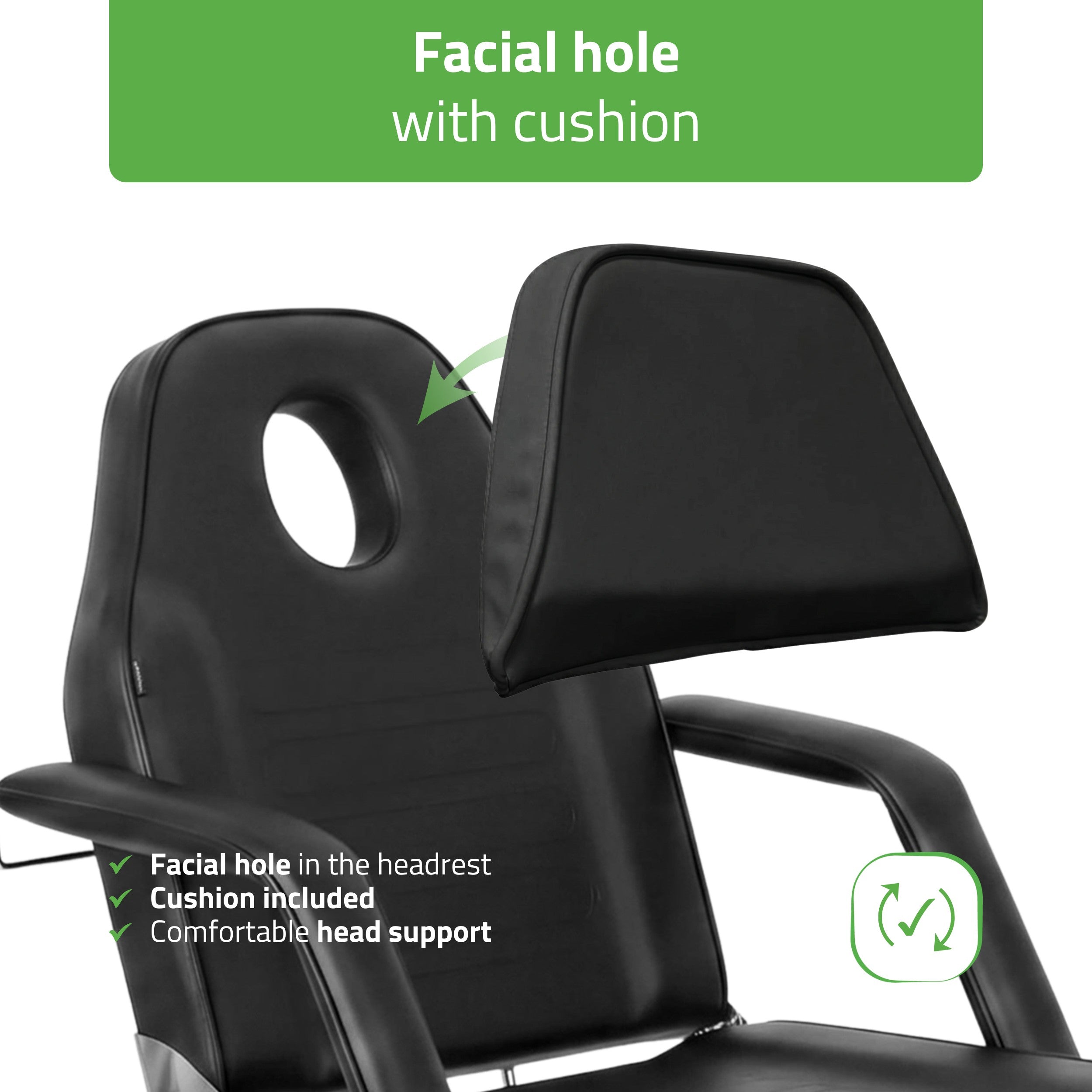 Alora hidraulinis kosmetologinis krėslas Touch Core K315, juodas