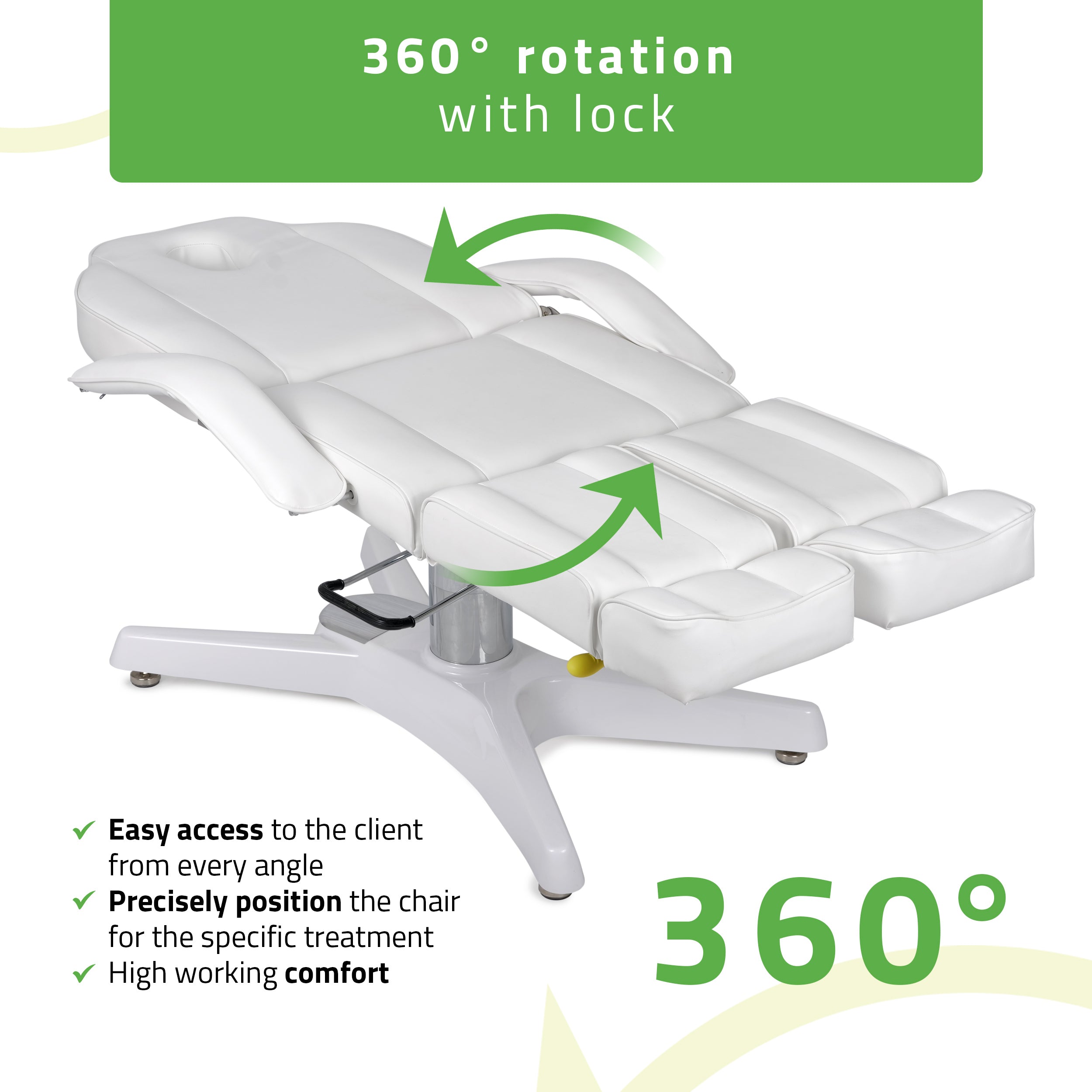 Kosmetologinis hidraulinis gultas - pedikiūro kėdė Habys MAX Bianco, balta