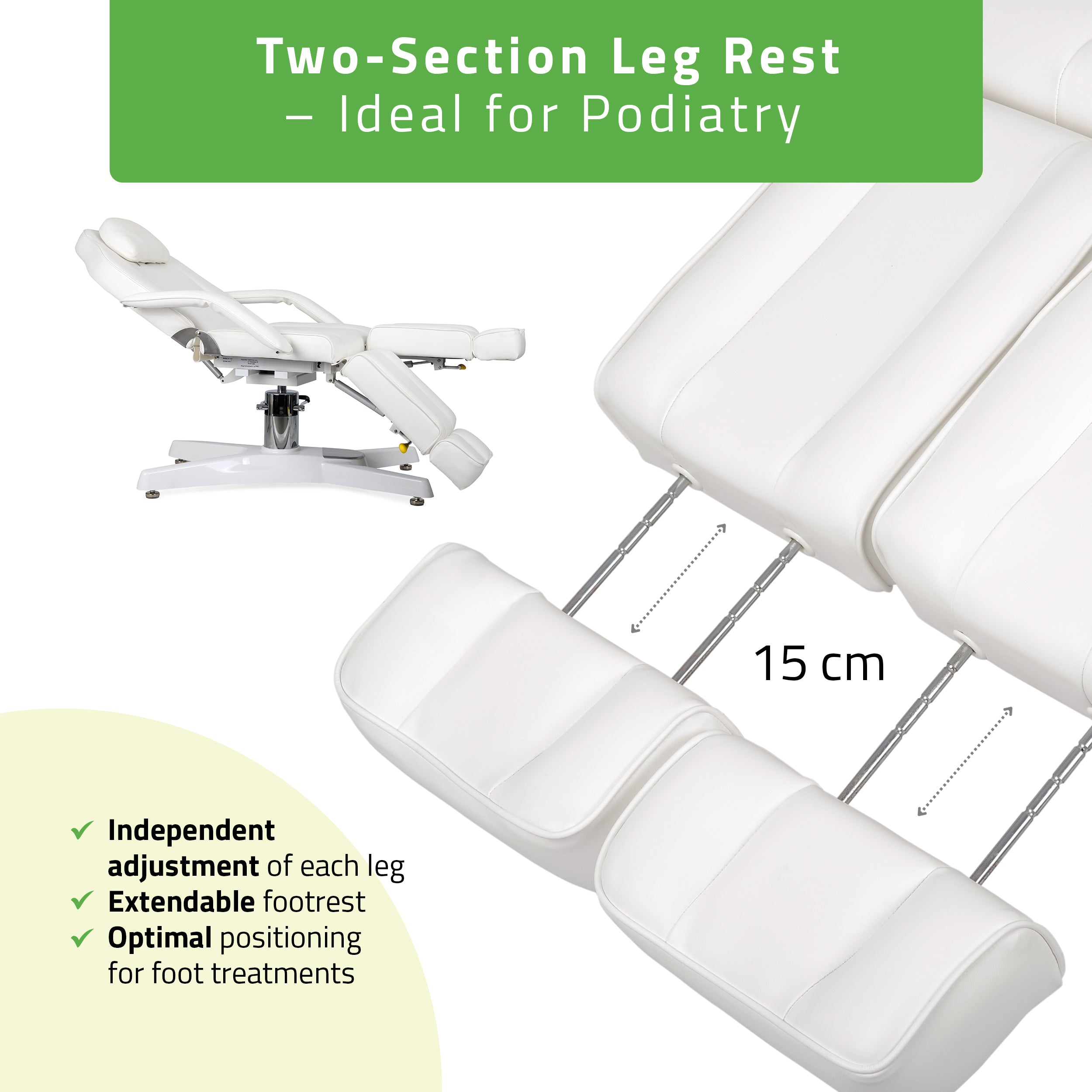 Kosmetologinis hidraulinis gultas - pedikiūro kėdė Habys MAX Bianco, balta