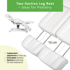 Kosmetologinis hidraulinis gultas - pedikiūro kėdė Habys MAX Bianco, balta