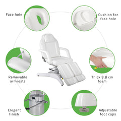 Kosmetologinis hidraulinis gultas - pedikiūro kėdė Habys MAX Bianco, balta