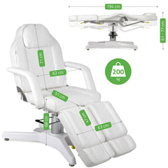 Kosmetologinis hidraulinis gultas - pedikiūro kėdė Habys MAX Bianco, balta