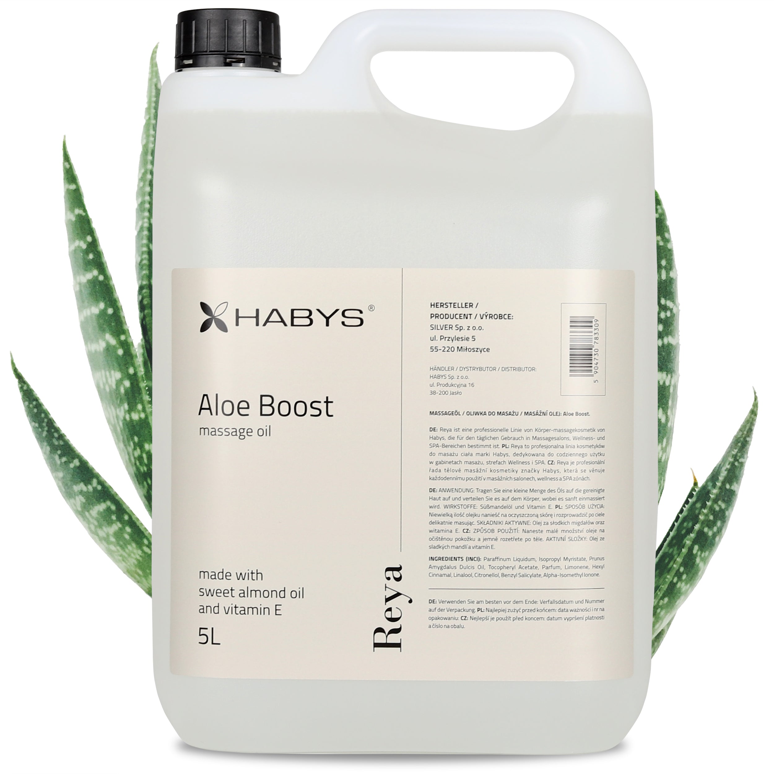 Reya Aloe Boost masažo aliejus, Habys 5L