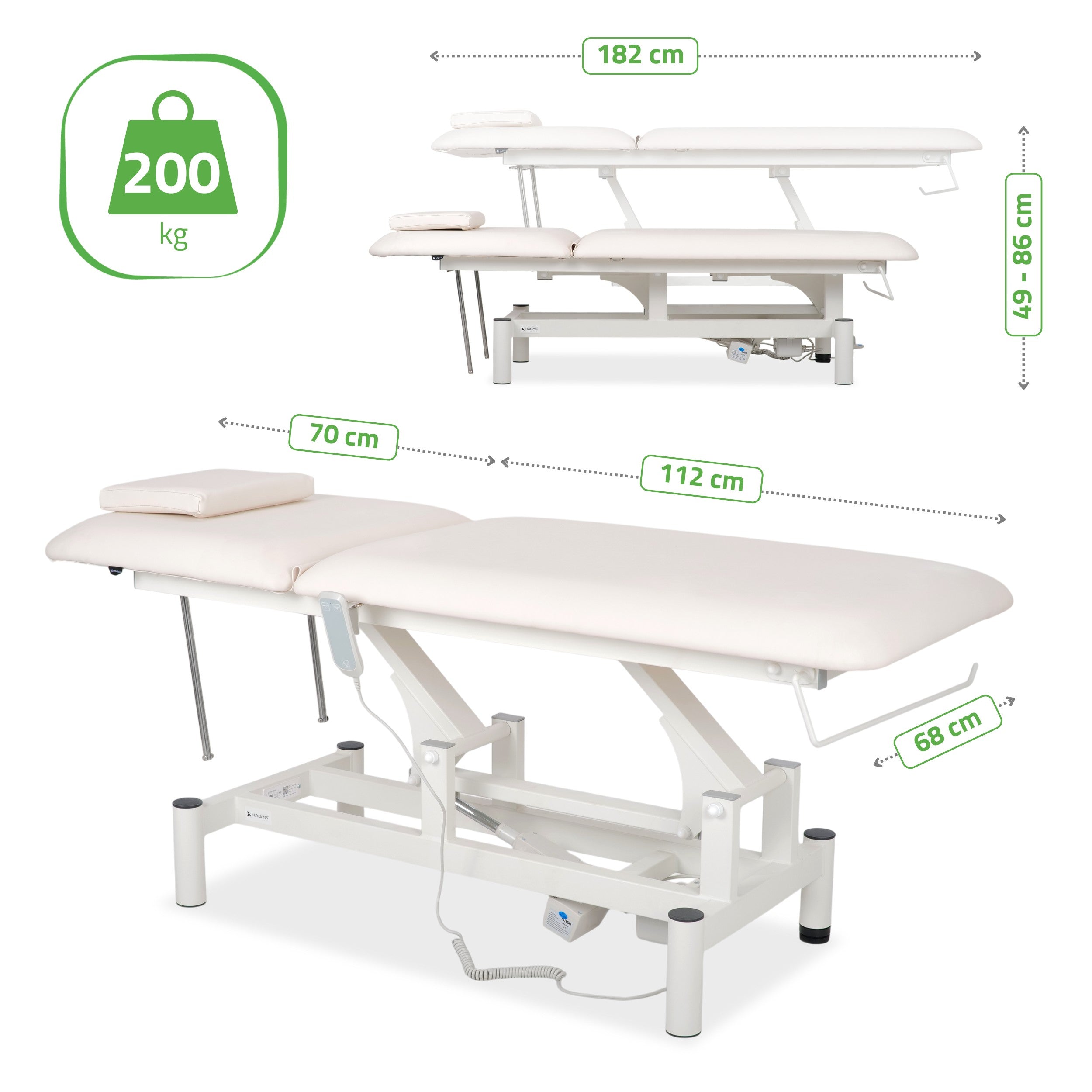 -7-Optima therapy table, electric height adjustment with hand remote – Satin Comfort k701 white-7