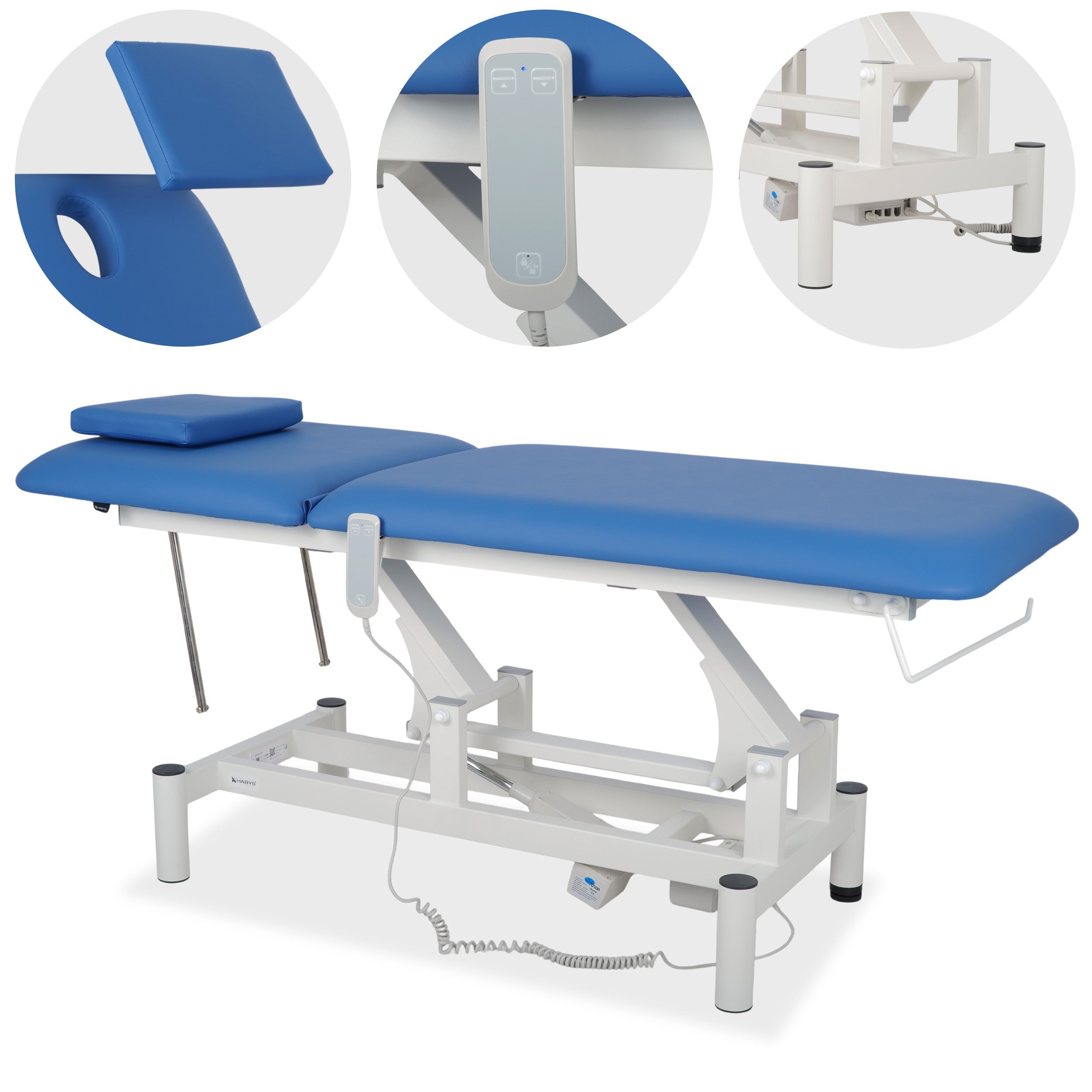 --Optima therapy table, electric height adjustment with hand remote – Satin Comfort k723 blue-
