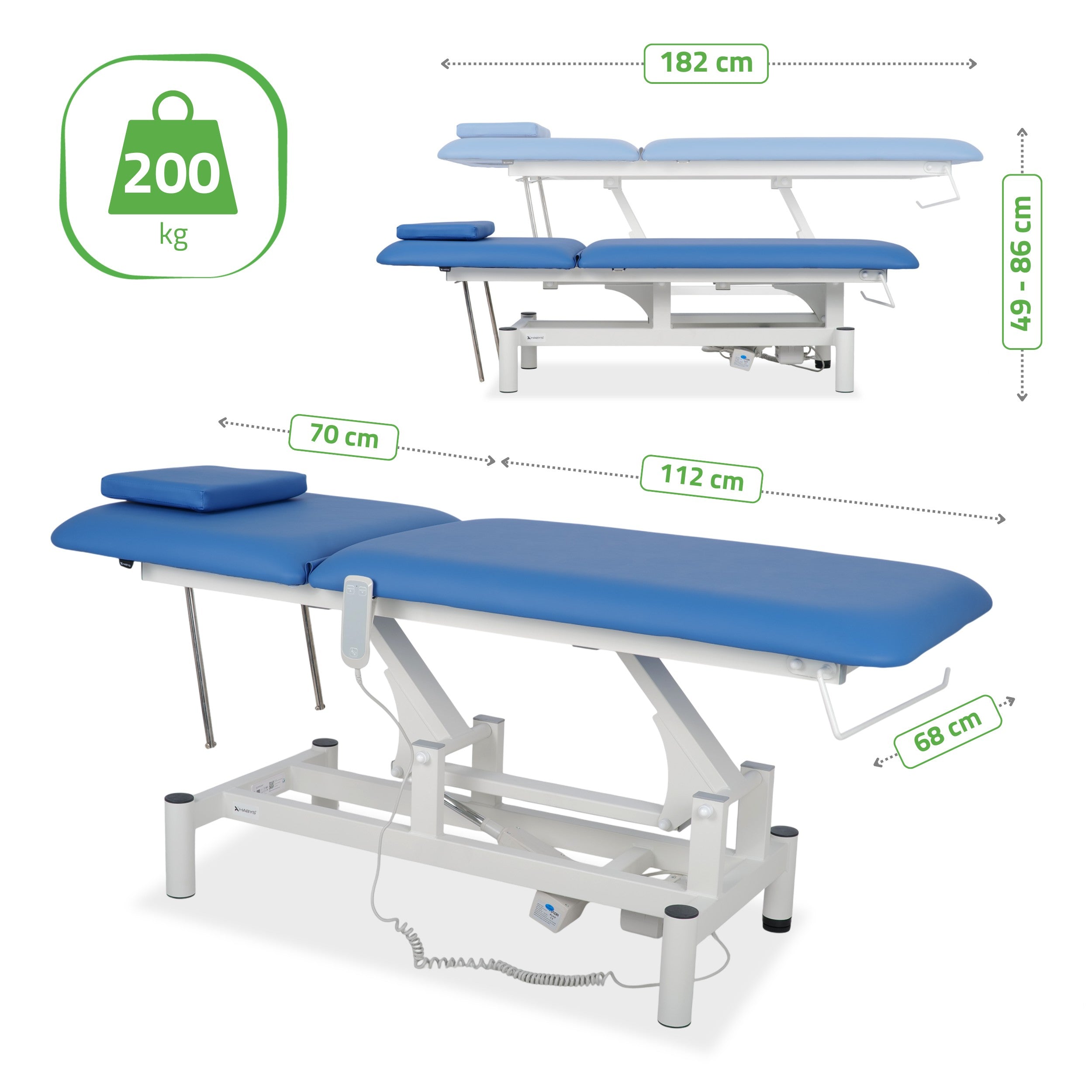 -7-Optima therapy table, electric height adjustment with hand remote – Satin Comfort k723 blue-7