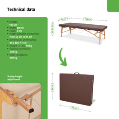 Nešiojamas tajų masažo stalas – Habys Niro 80 PU K835, rudas