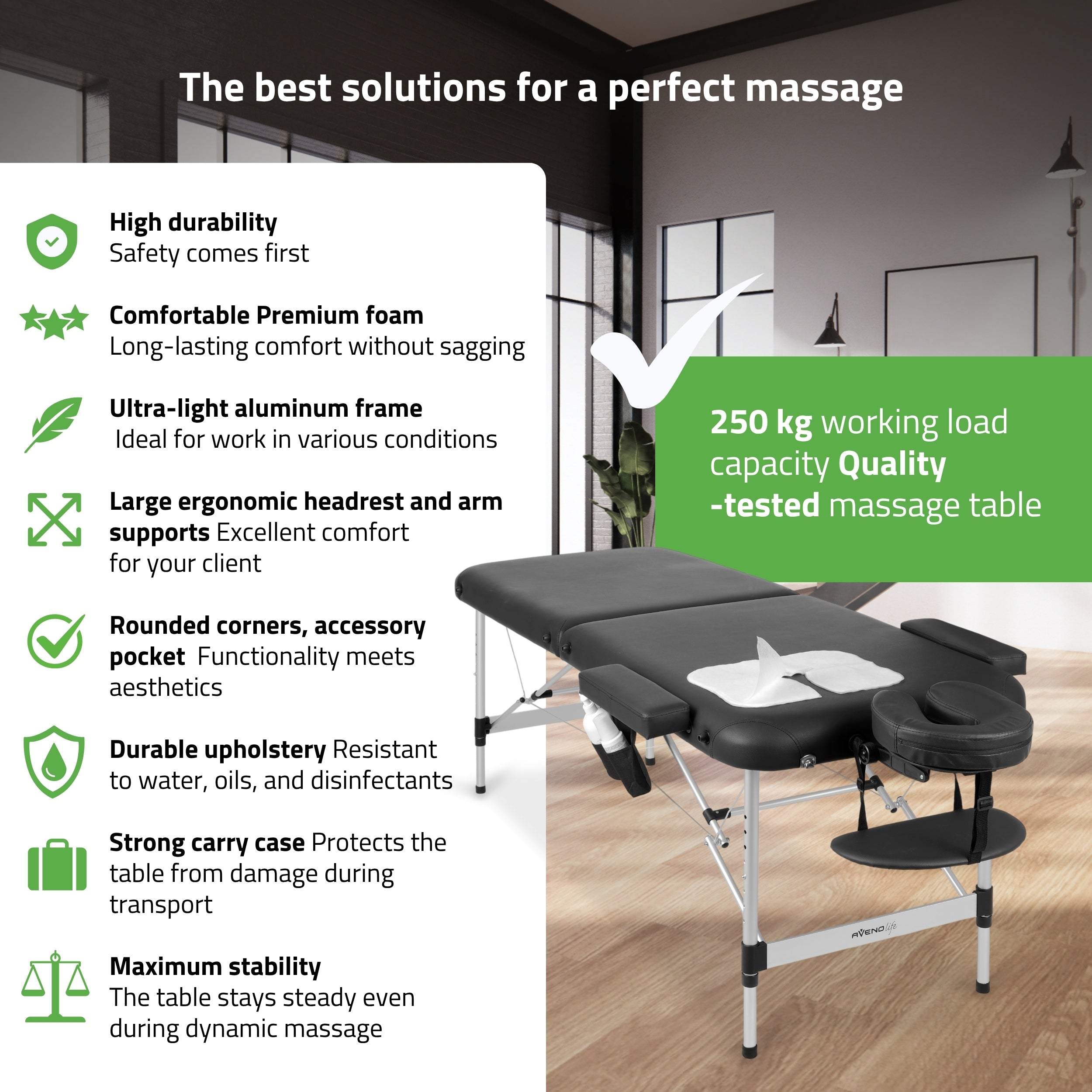 Portable massage table Nadia 70 Comfy Base K515 Black