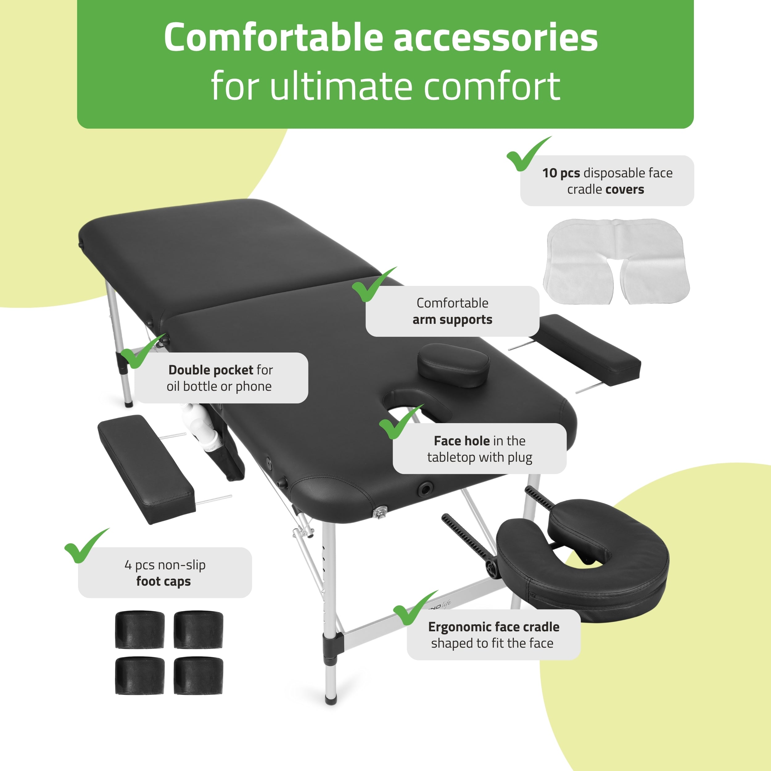 Portable massage table Nadia 70 Comfy Base K515 Black