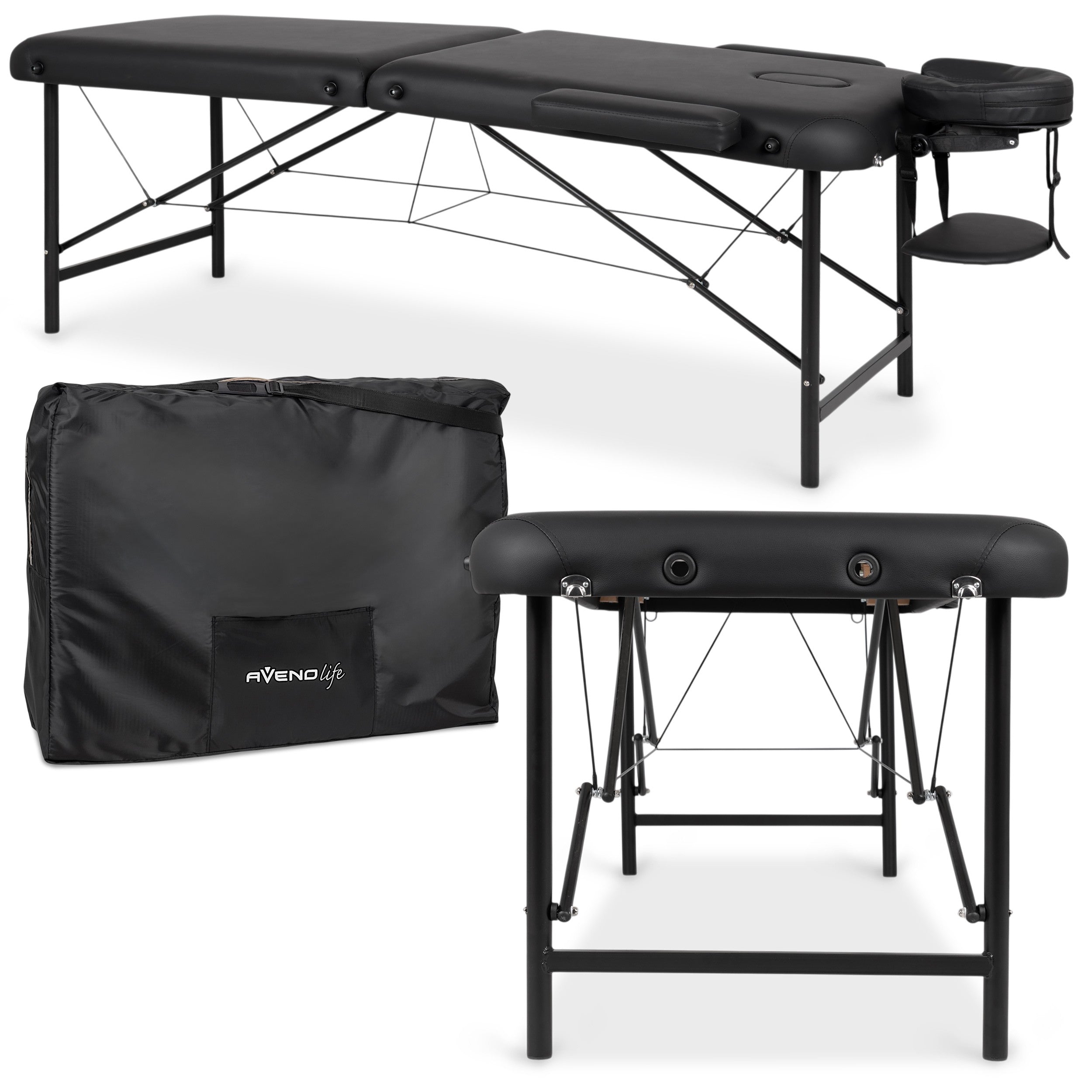 Nešiojamas masažo stalas – Habys Rico 60 cm Comfy Base K515, juodas