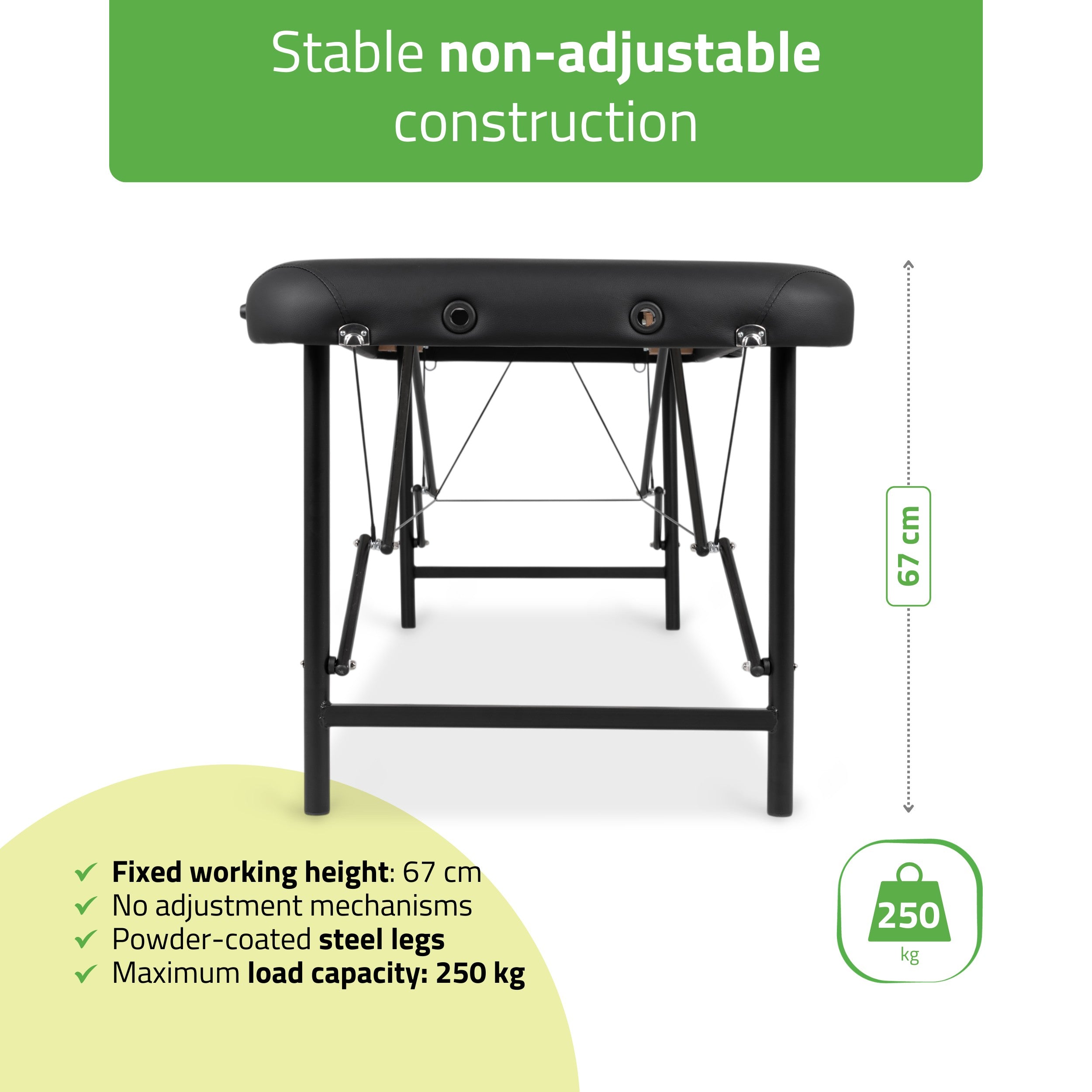 Nešiojamas masažo stalas – Habys Rico 60 cm Comfy Base K515, juodas