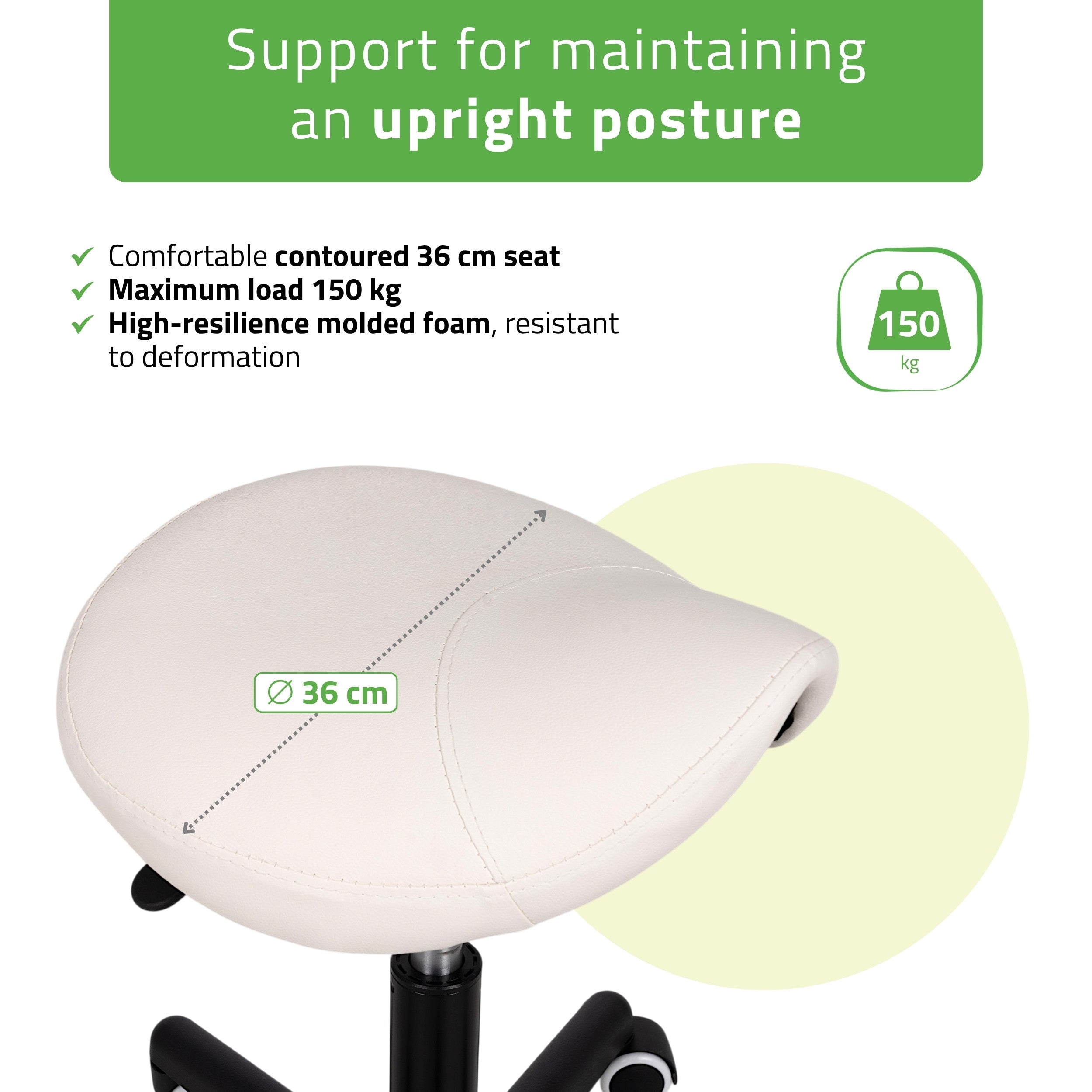 Meistro kėdutė balnas – Habys LUMO Comfy Base K501, balta