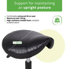 Meistro kėdutė balnas – Habys LUMO Comfy Base K515, juoda (dygsniuota)