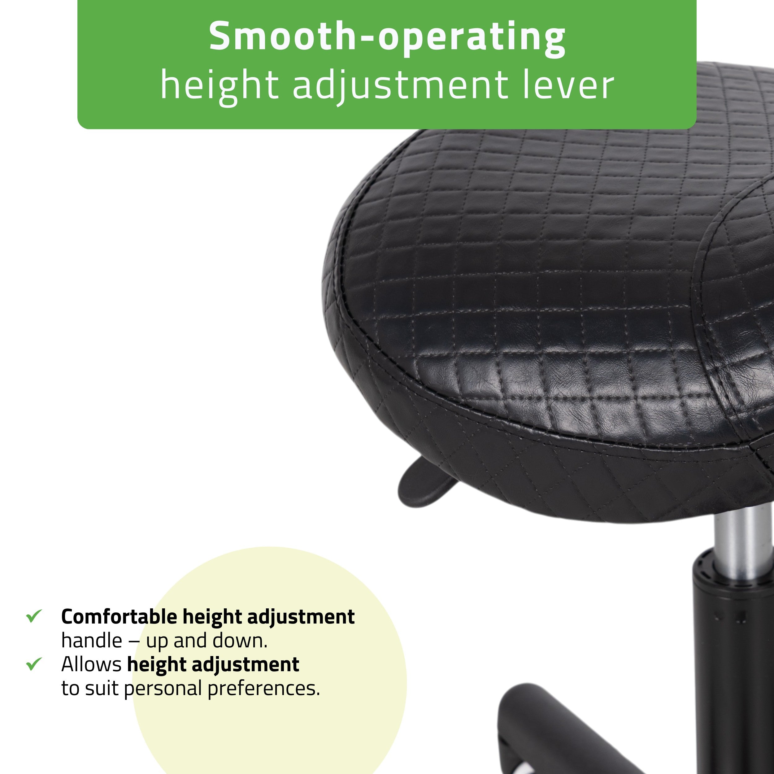 Meistro kėdutė balnas – Habys LUMO Comfy Base K515, juoda (dygsniuota)